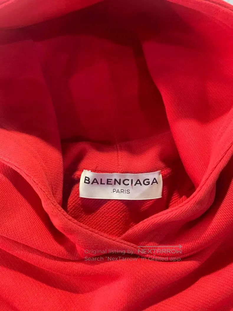 Balenciaga Balenciaga Red Hooded Short Sweatshirt Size US XS / EU 42 / 0 - 6 Thumbnail