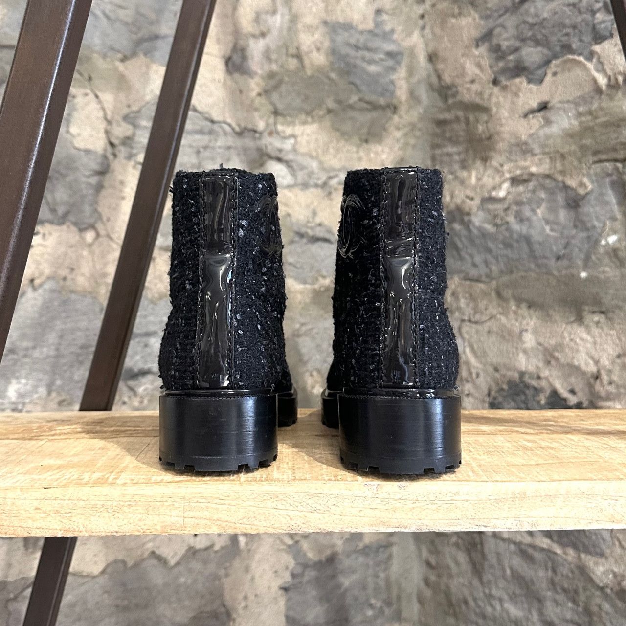 Chanel Chanel 2019 Interlocking CC Tweed Combat Boots Size US 7 / IT 37 - 4 Thumbnail