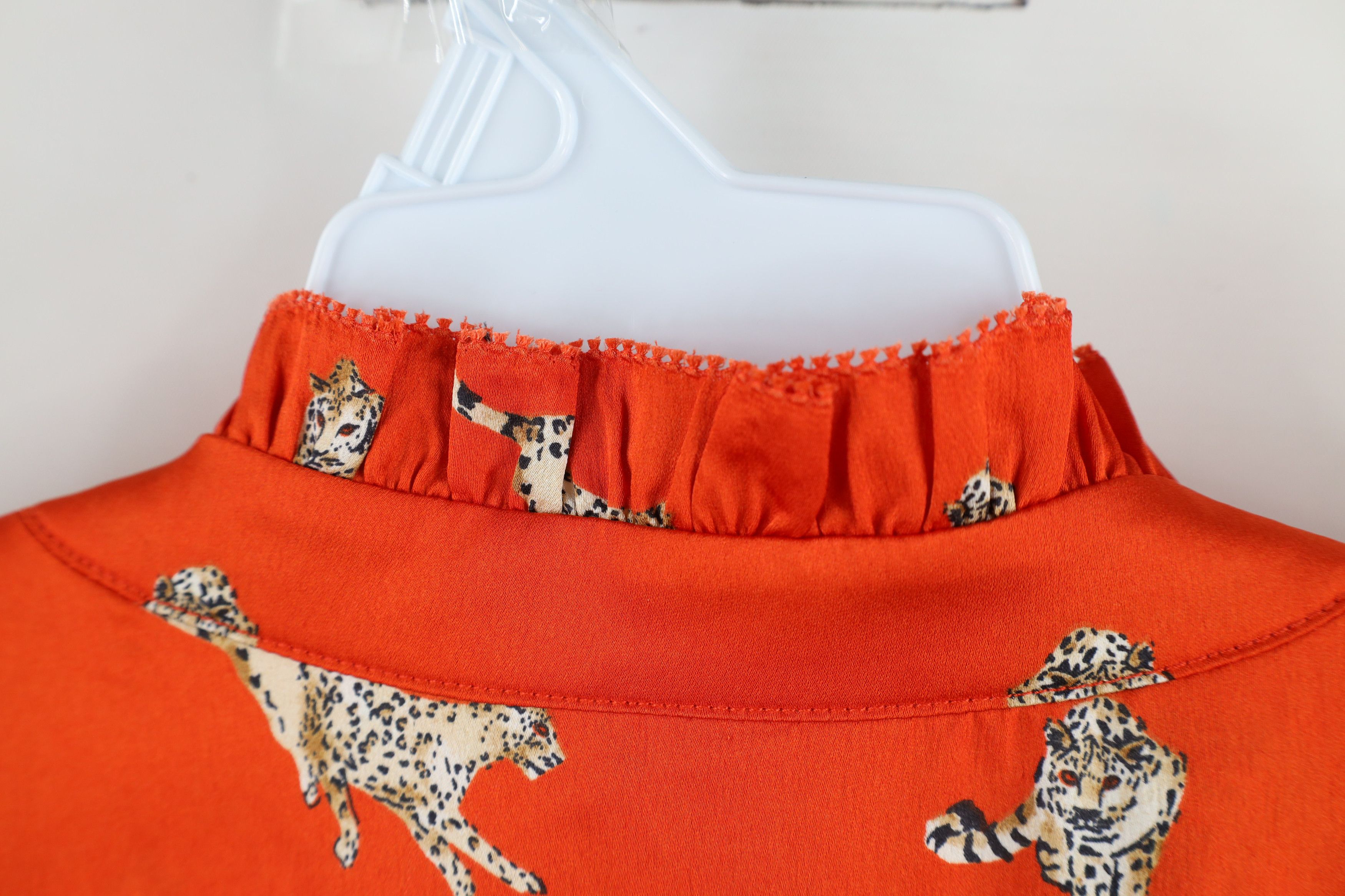 Chicos × Vintage Chicos P Cheetah All Over Print Frilly Collar Blouse Shirt Size XL / US 12-14 / IT 48-50 - 11 Thumbnail