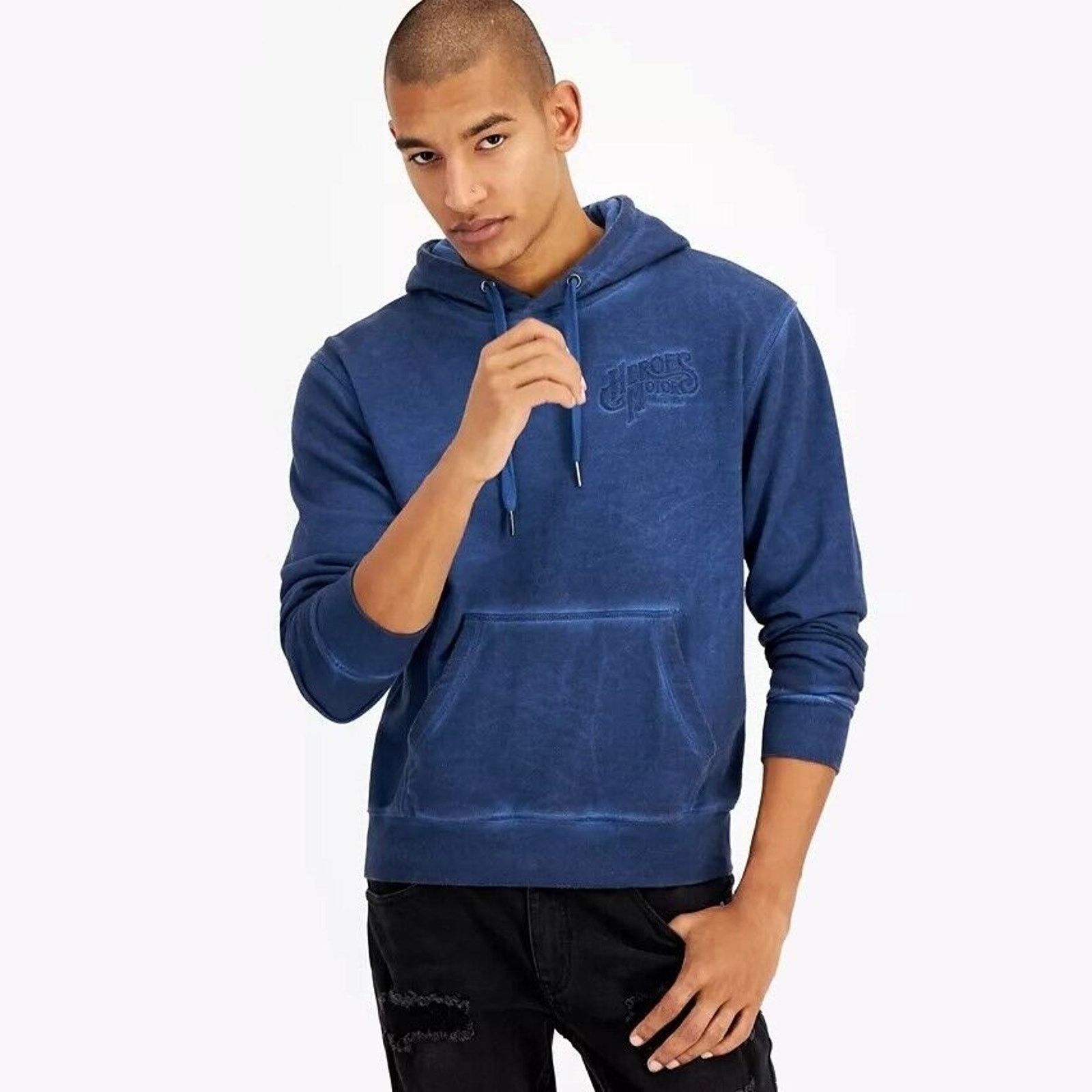 The Unbranded Brand Heroes Motors Men's Washed Blue Kangaroo Hoodie Size XXL Size US XXL / EU 58 / 5 - 1 Thumbnail