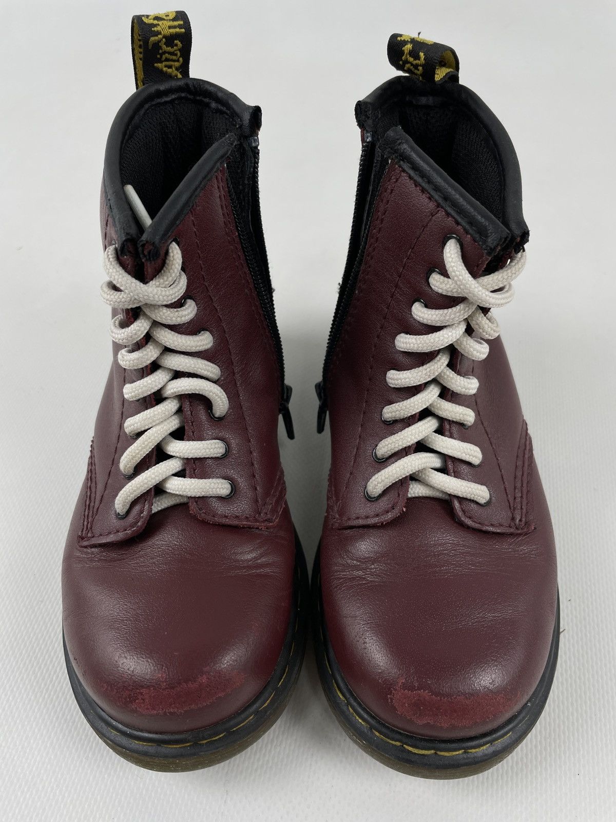 Children of the discordance × Dr. Martens × Red Wing Unisex DR.MARTENS Brooklee 1460 Leather Cherry Zip High-Top Boots Kids UK9 US 10 Size US 4 / IT 34 - 17 Thumbnail