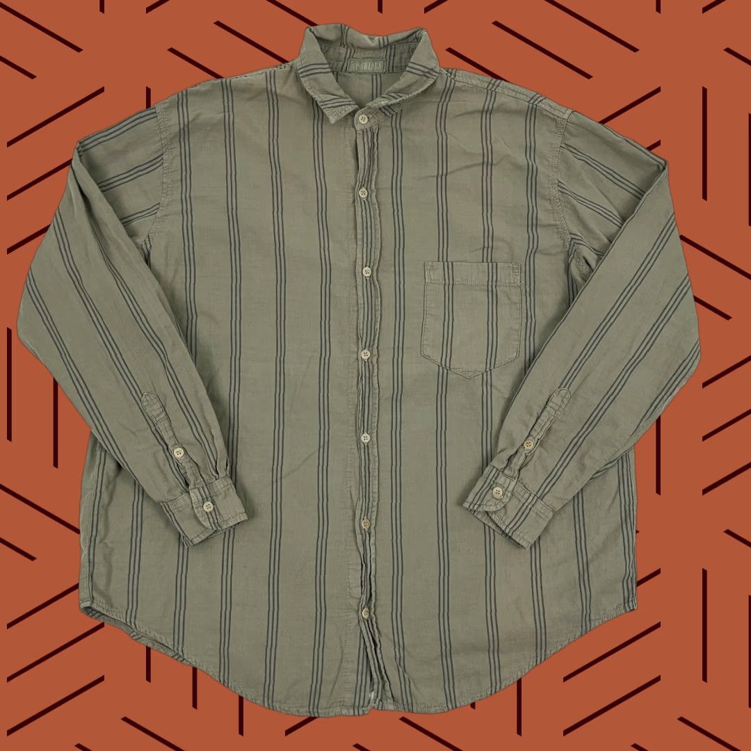 Vintage CP Shades Shirt Adult L Green Striped Button-Up Office Casual Shirt, CP Shades, Button, Striped, Green, L, Adult, Regular, Men, 1225 Size US L / EU 52-54 / 3 - 1 Thumbnail