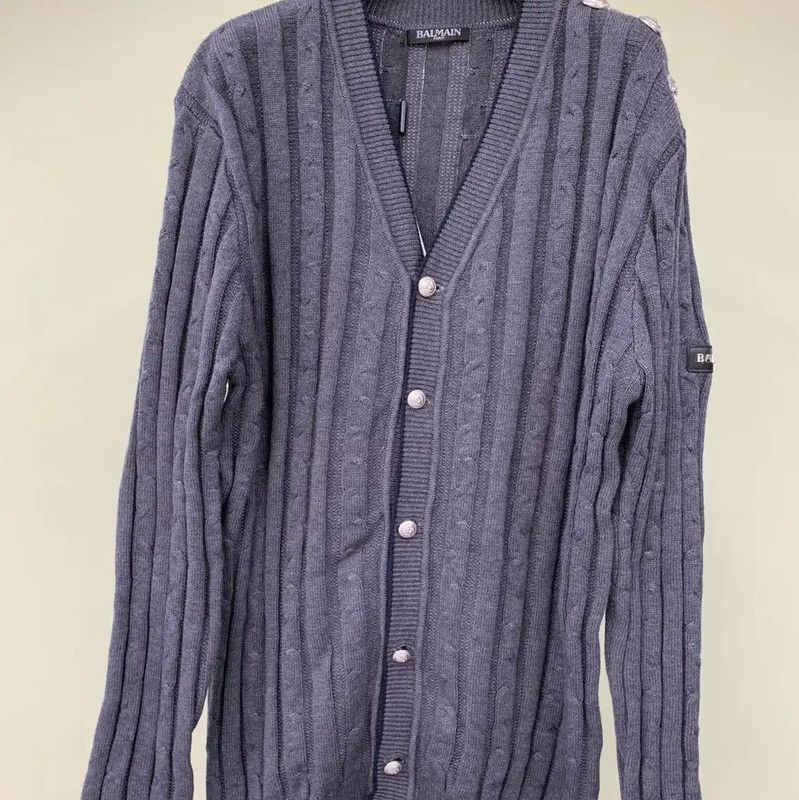 Balmain Balmain Gray Cotton Long Sleeve Pullover Sweater 0089 Size M / US 6-8 / IT 42-44 - 1 Thumbnail