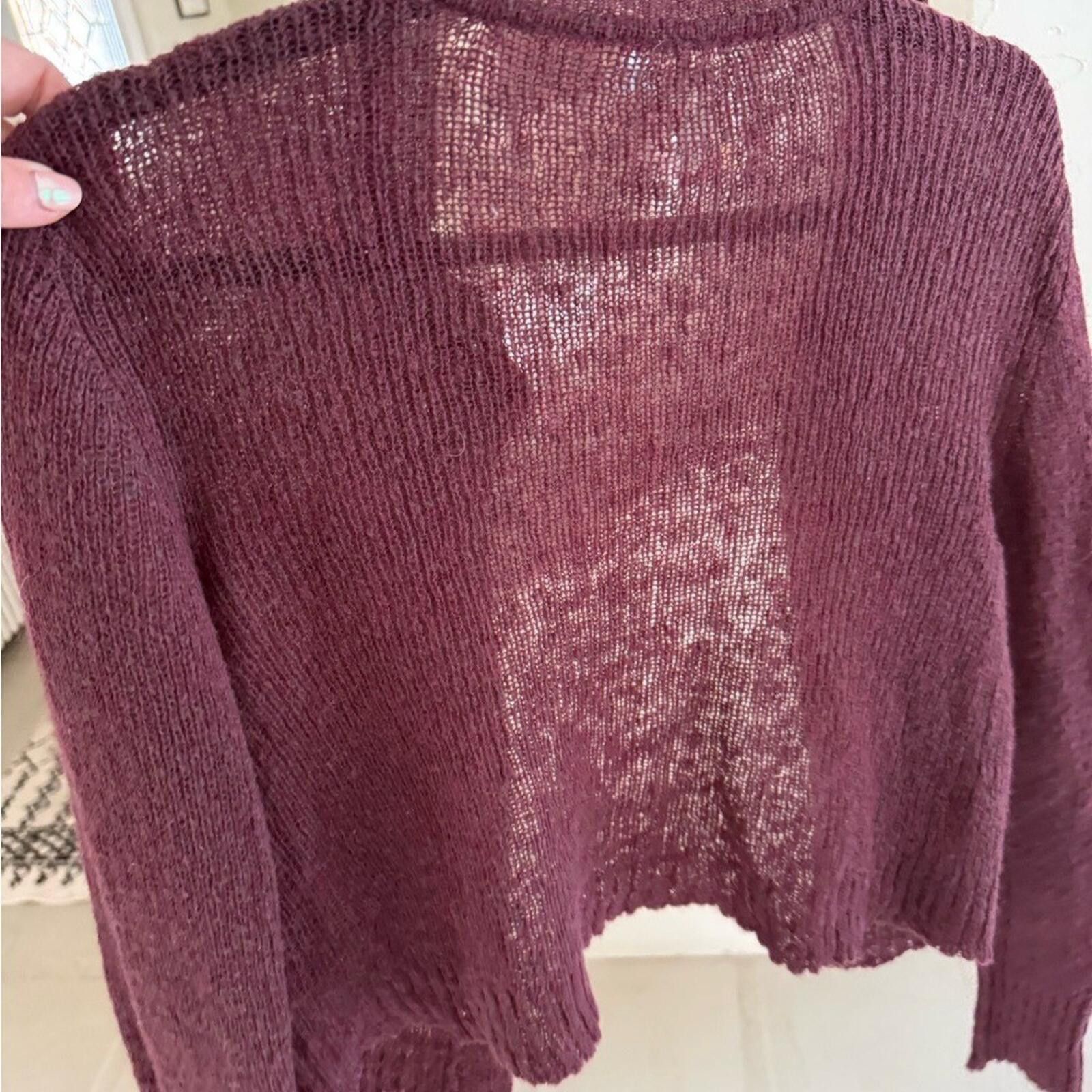 Free People Free People Mohair Blend Cropped Cardi Burgundy Knit XS/S Size M / US 6-8 / IT 42-44 - 7 Thumbnail