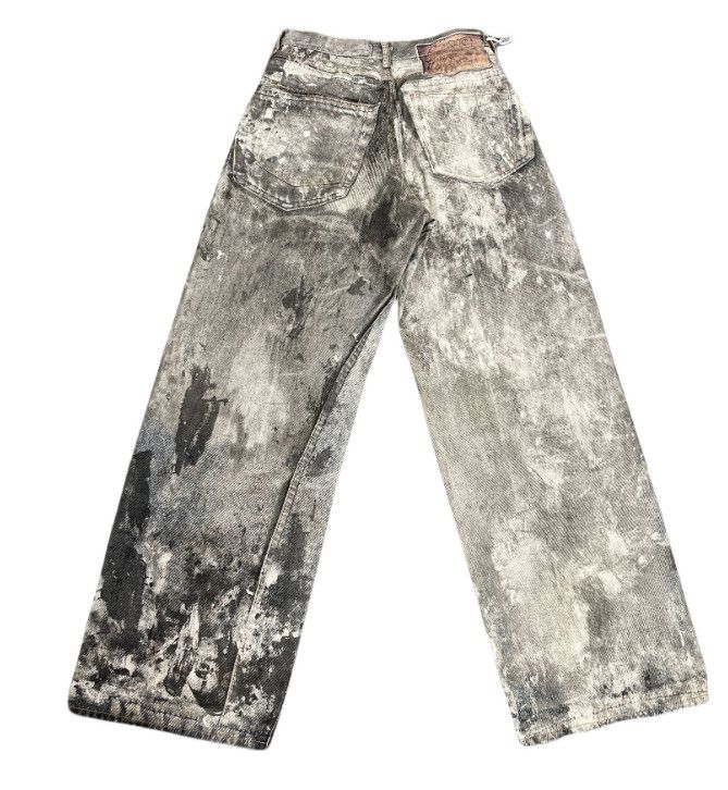 Japanese Brand Camouflage splatter print distressed low-rise wide-leg jeans Size US 32 / EU 48 - 4 Thumbnail