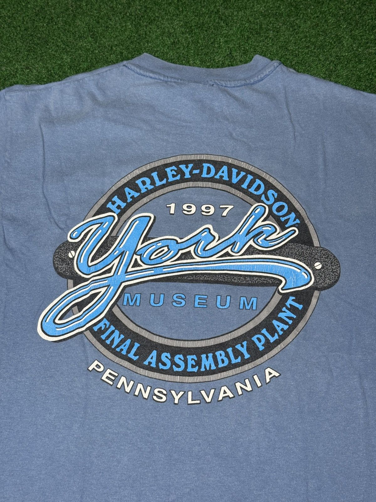Harley Davidson × Vintage Vtg 90s Harley Davison York Factory Museum Biker T Shirt Size US M / EU 48-50 / 2 - 5 Thumbnail
