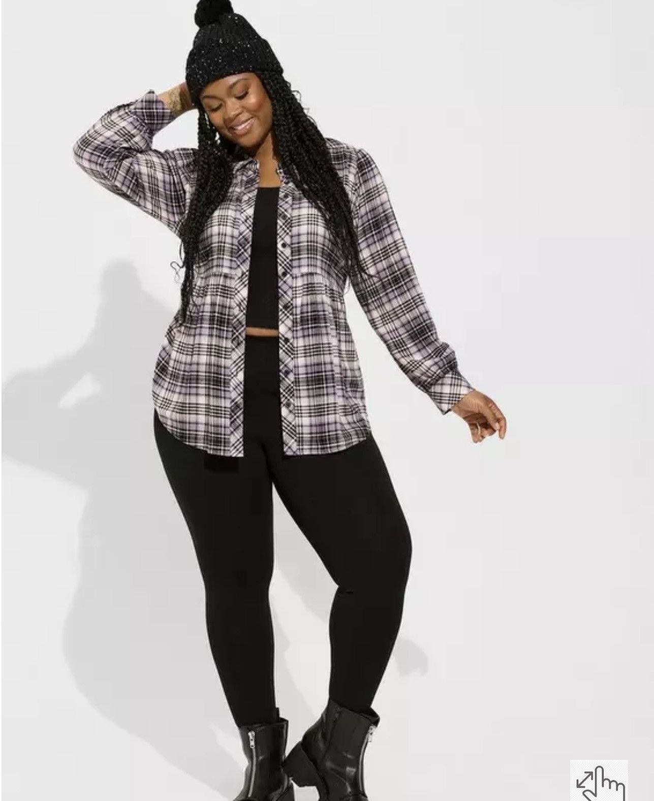 Torrid Softest Flannel Tie Back Button Up Tunic Size ONE SIZE - 1 Thumbnail