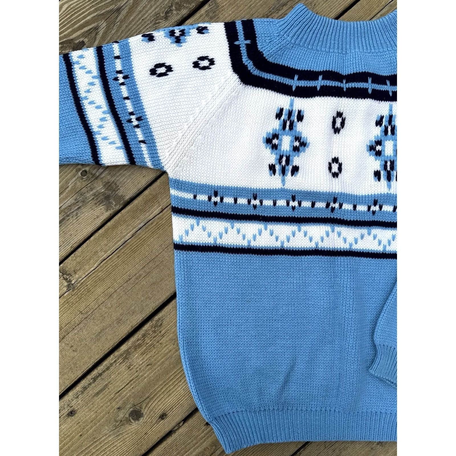 Vintage VINTAGE Nordic Sweater Blue White Ski Fair Isle Knit Womens S Size S / US 4 / IT 40 - 2 Thumbnail