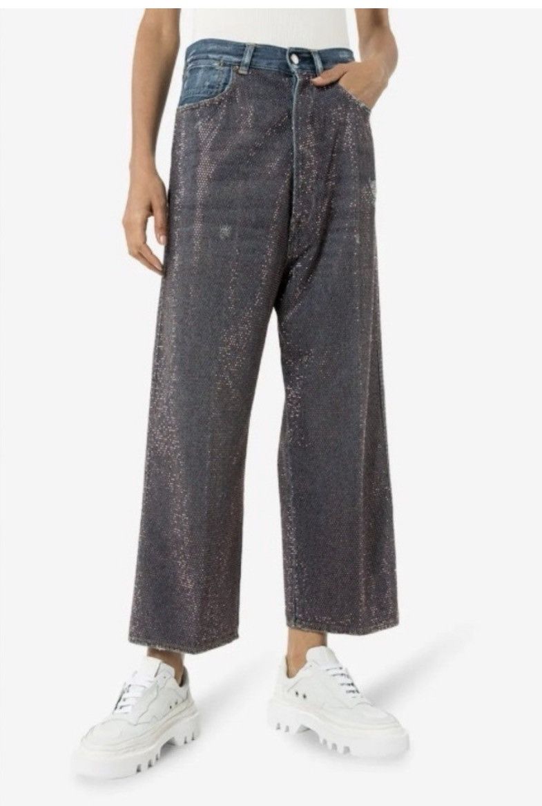 Golden Goose Breezy Rhinestone Embellished Jeans In Blue size 28 Size 28" / US 6 / IT 42 - 9 Thumbnail
