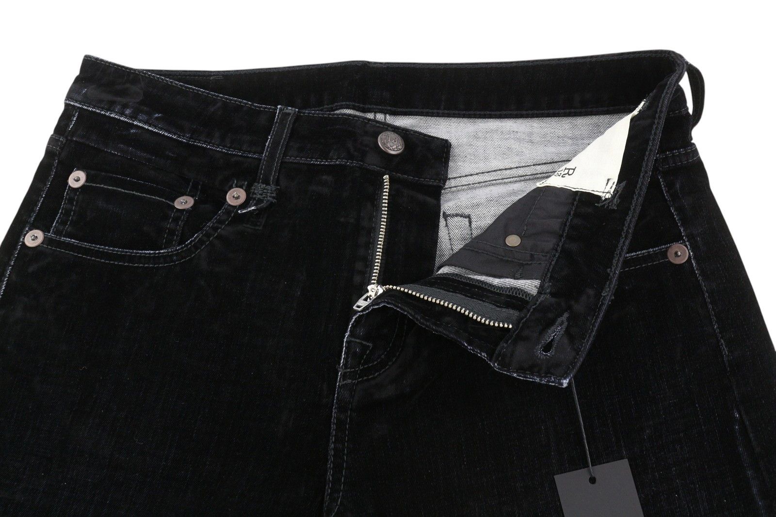 R13 BOY STRAIGHT 28 Flocked Black Velvet Cropped Dark 86249 Size 28" / US 6 / IT 42 - 4 Thumbnail