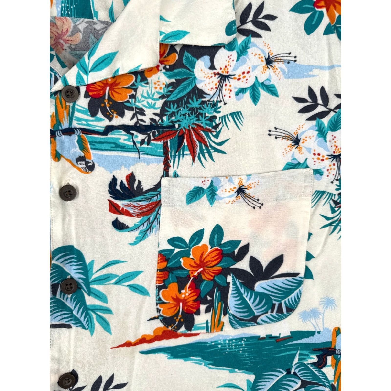 George VINTAGE George Shirt Mens 3XL White Blue Floral Palm Hawaiian Button-Up Rayon Viscose Patterned Casual Short Sleeve Mens 3XL Size US XXL / EU 58 / 5 - 6 Thumbnail