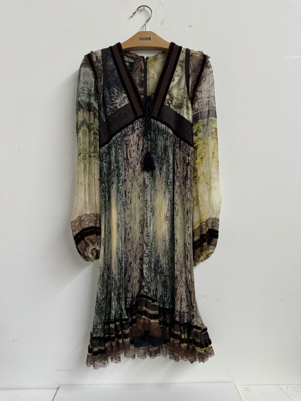 Jean Paul Gaultier Jean Paul Gaultier Femme Pleated Silk Print Dress – IT 40 Size S / US 4 / IT 40 - 1 Thumbnail