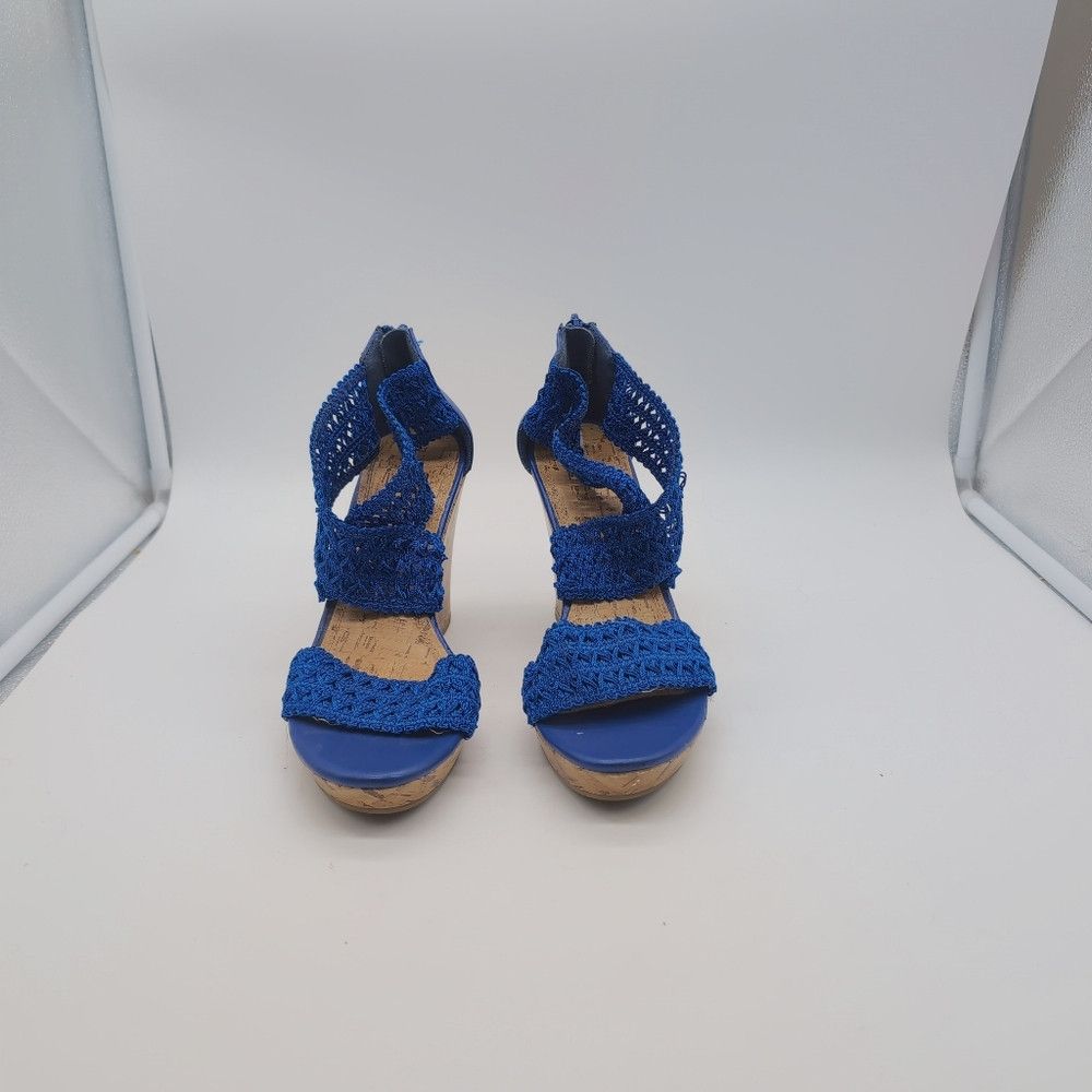 Other Impo Royal Blue Crochet Wedge Sandals Sz 10.5 Size US 10.5 / IT 40.5 - 3 Thumbnail