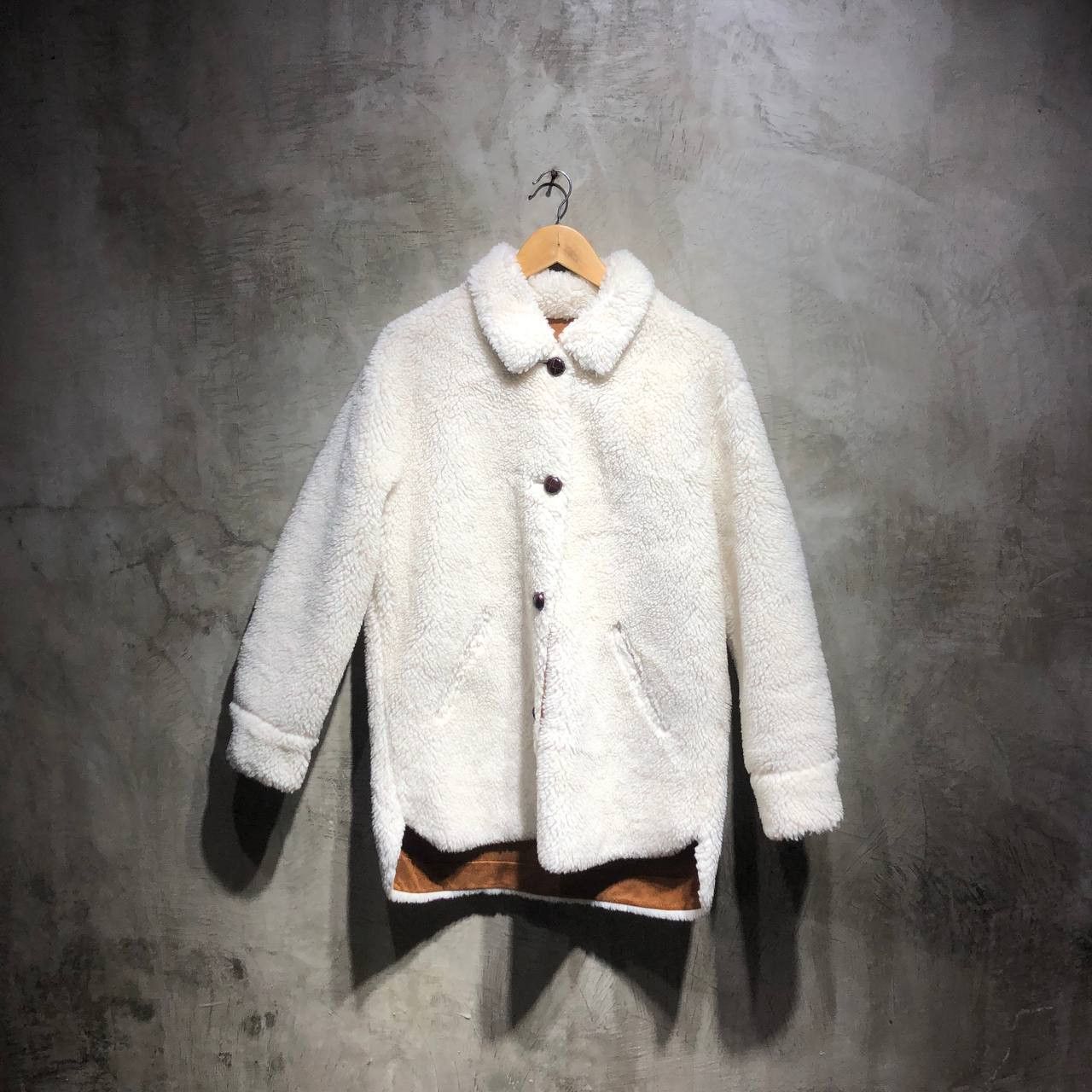 image of Isabel Marant Beige Shearling Jacket in White, Women's (Size Large)