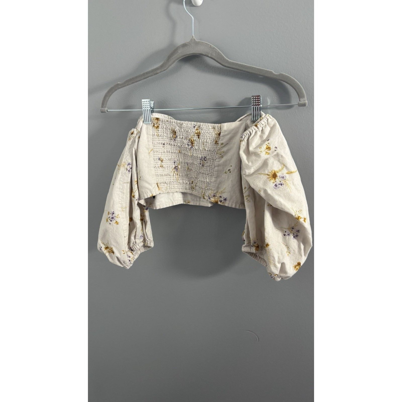 H&M H&M White Flower Crop Top Size S / US 4 / IT 40 - 3 Thumbnail