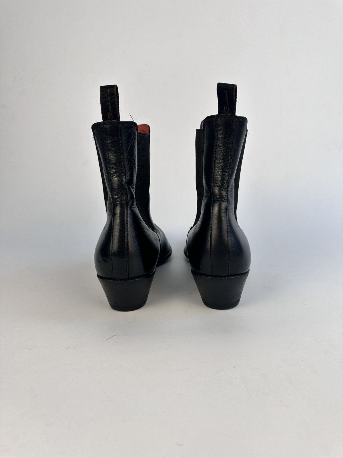Santoni Santoni Italy Black Leather Chelsea Boots 38.5 Ankle Boots Size US 8 / IT 38 - 6 Thumbnail