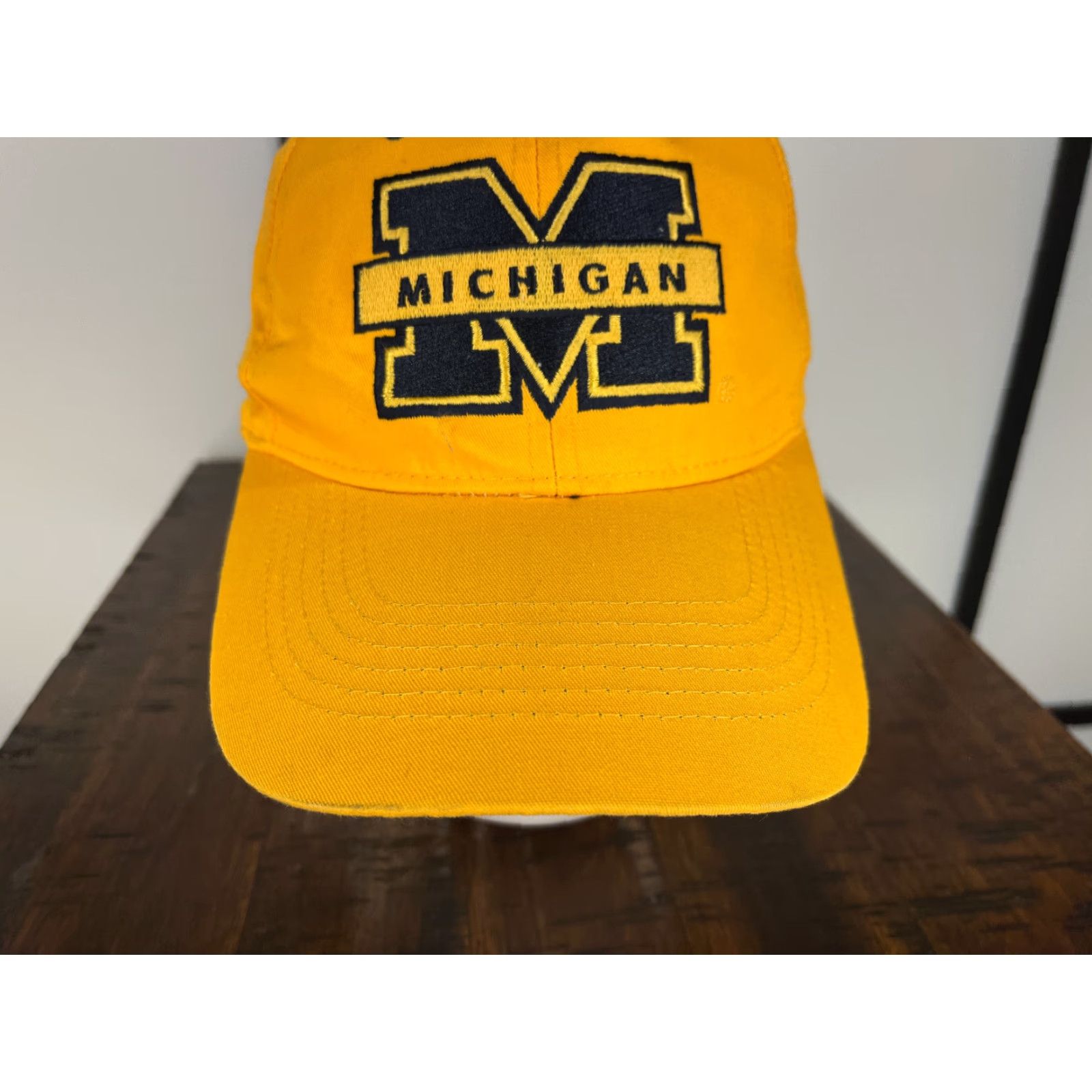 Vintage Captivating Headwear Michigan University Hat Cap Strap Back Adult Yellow Cotton Polyester Go Blue Size ONE SIZE - 3 Thumbnail