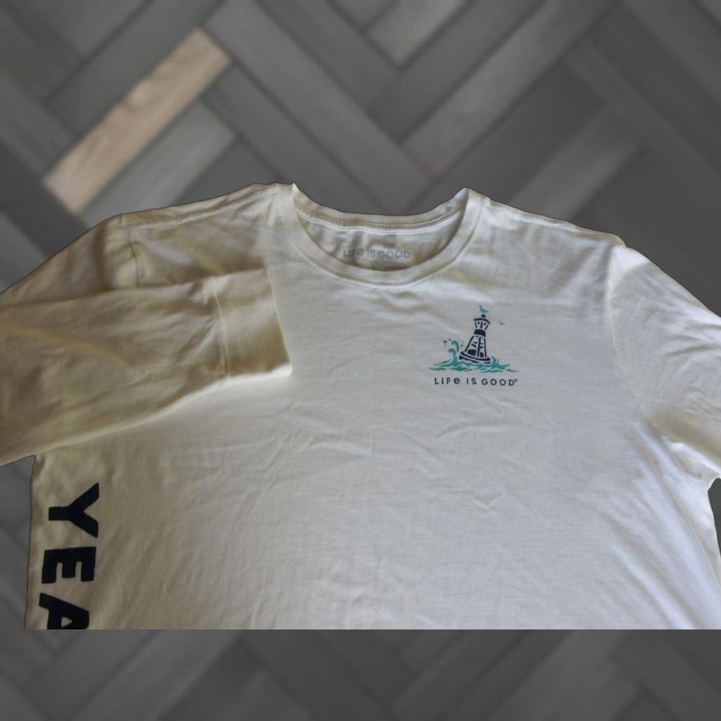 Life is Good VINTAGE Life is Good Shirt Mens L Yeah Buoy White Long Sleeve Graphic Print - 90s? Size US L / EU 52-54 / 3 - 1 Thumbnail