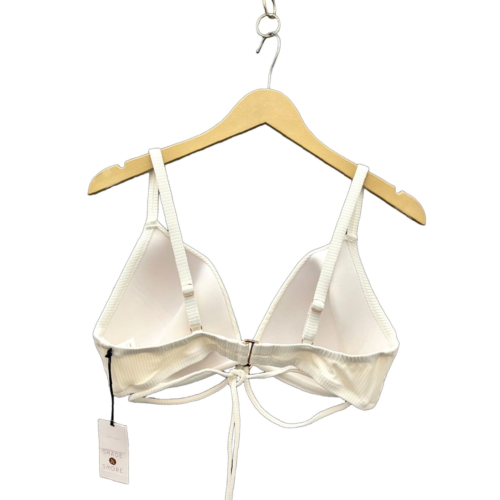Vintage Shade & Shore Bikini Top White 38D Ribbed Strappy Ring Size XS / US 0-2 / IT 36-38 - 1 Thumbnail