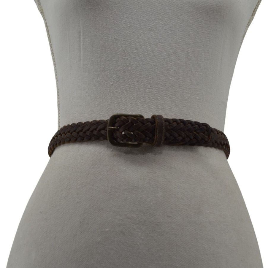 Other Jesse Alaniam Belt Braided Brown Leather Brass Buckle Size M Size ONE SIZE - 1 Thumbnail