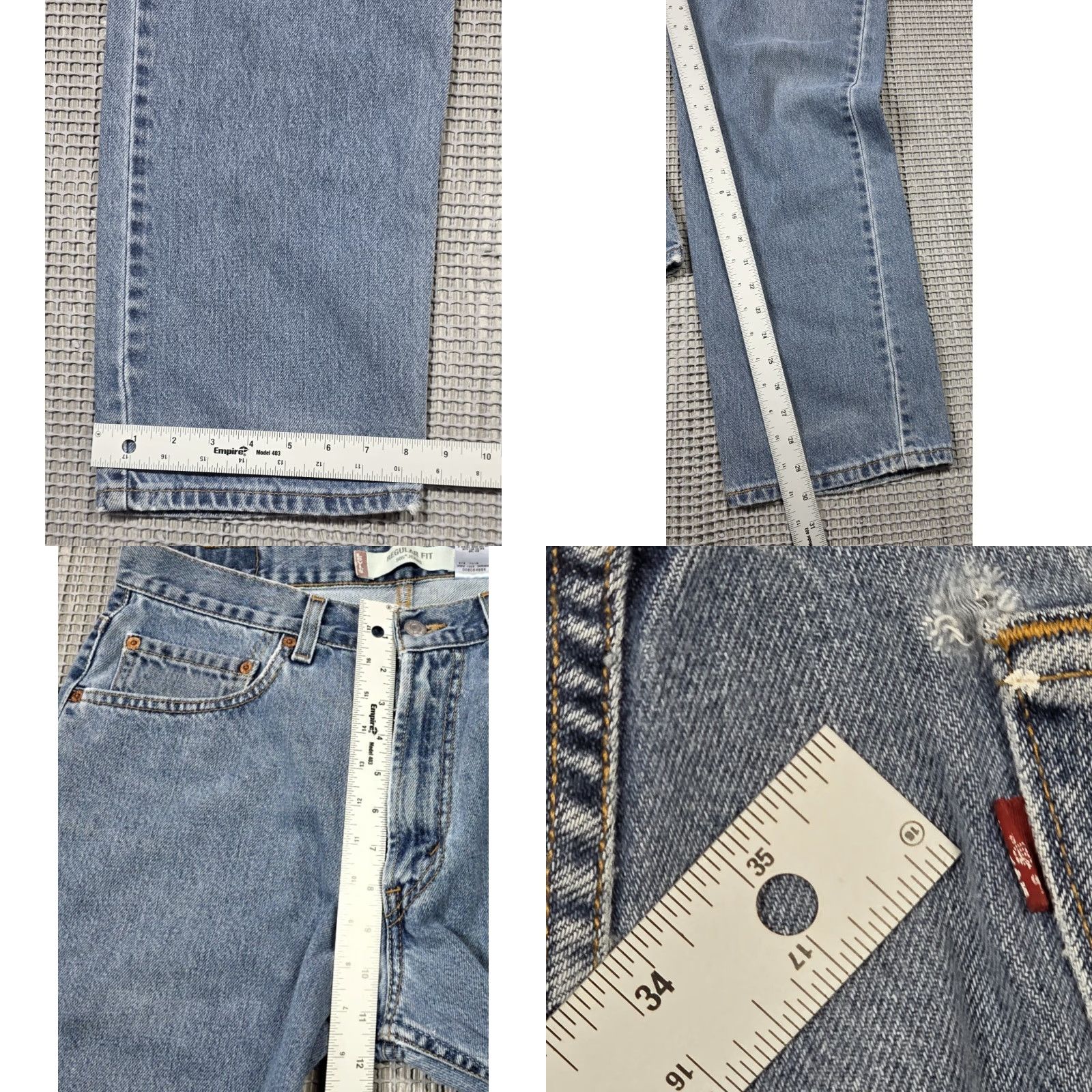 Levi's VINTAGE Levi's 505 Jeans Mens 34x30 Distressed Wash Blue Regular Straight 90s Batwing USA Denim Model Levi's 505 5-Pocket Regular Fit Jeans Size US 34 / EU 50 - 9 Thumbnail