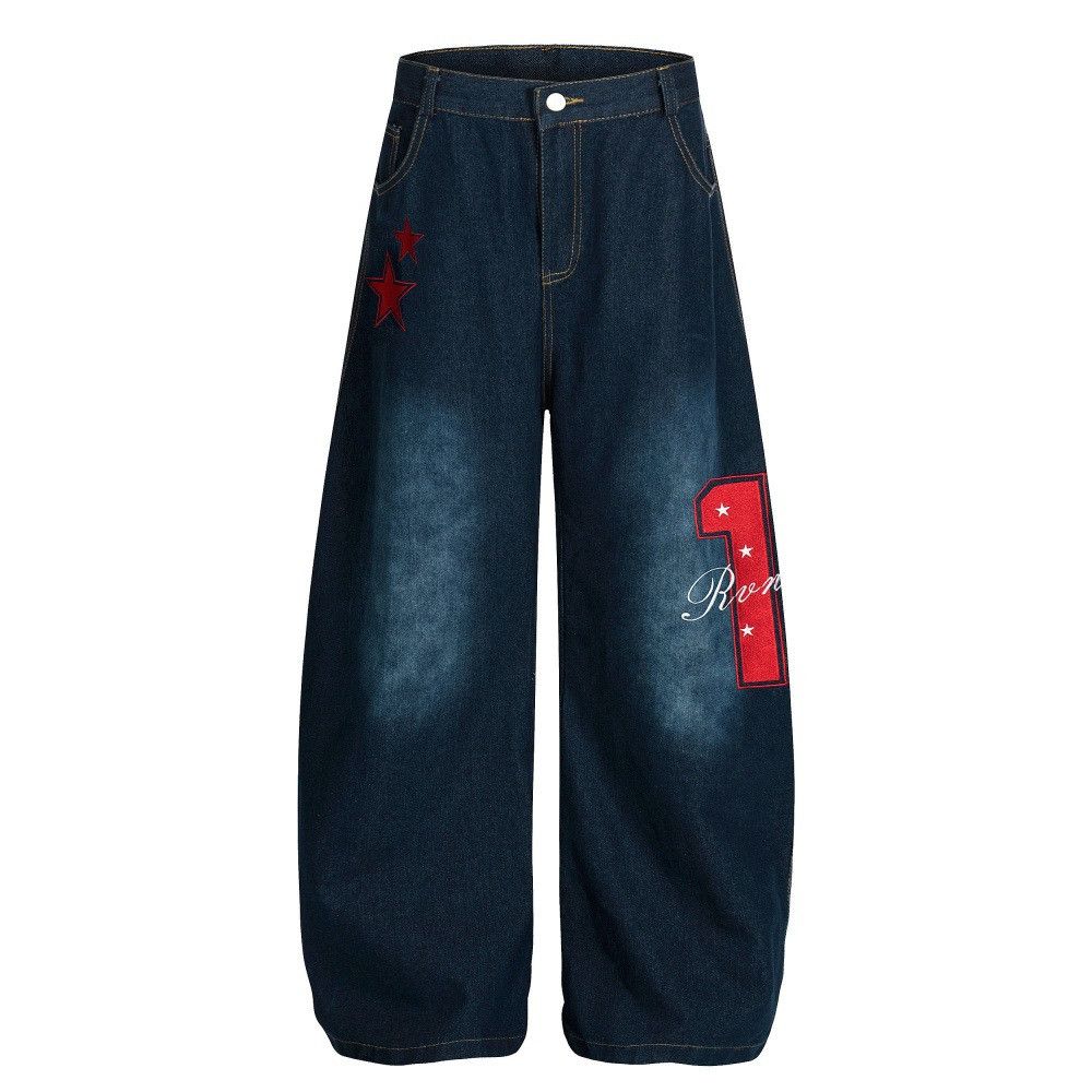 Jean American street style star embroidered pocket curved jeans Size US 32 / EU 48 - 3 Thumbnail