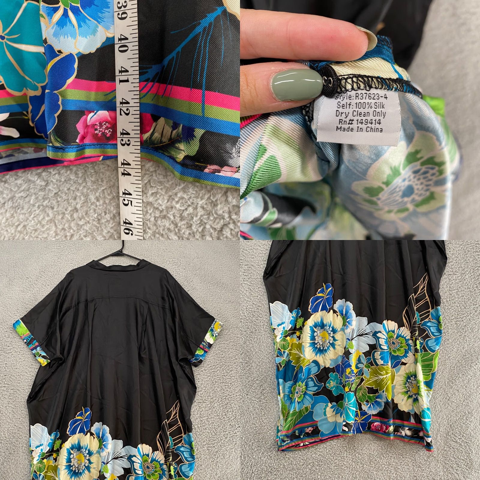 Johnny Was Johnny Was Silk Dress Womens Large Oversized Araia 100% Silk Beach Cruise Resort Floral Black Size L / US 10 / IT 46 - 8 Thumbnail