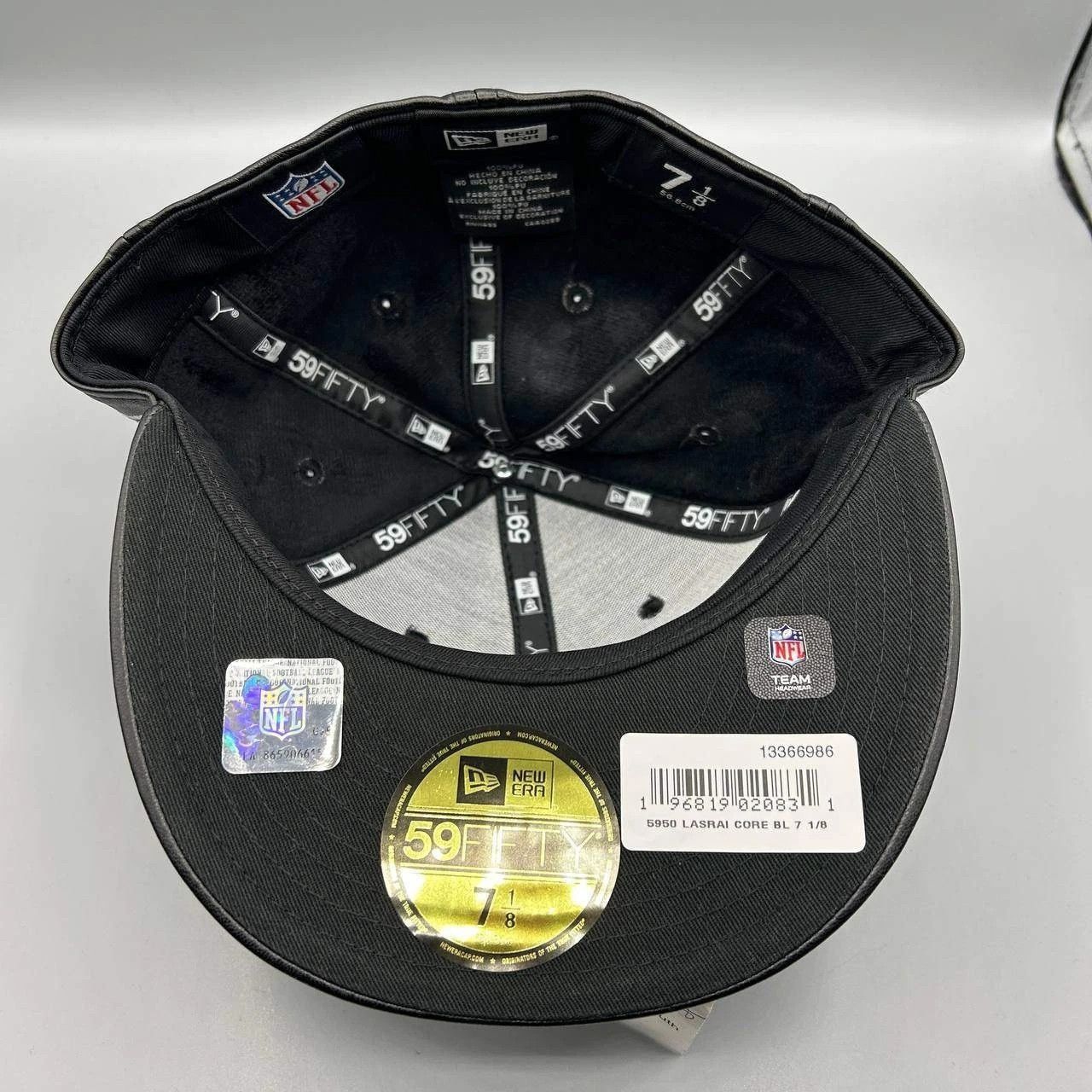 New Era Las Vegas Raiders Hat Men 7 1/8 Black PU Leather Fitted Cap Size ONE SIZE - 3 Thumbnail