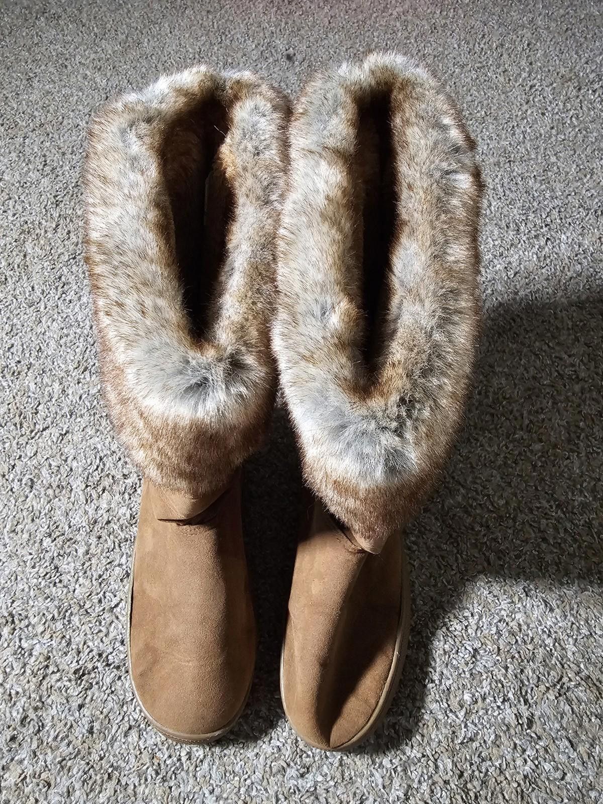 Designer Womens Rampage RAM-ASHER Brown Faux Suede Faux Fur Boots 7M Size US 7 / IT 37 - 6 Thumbnail