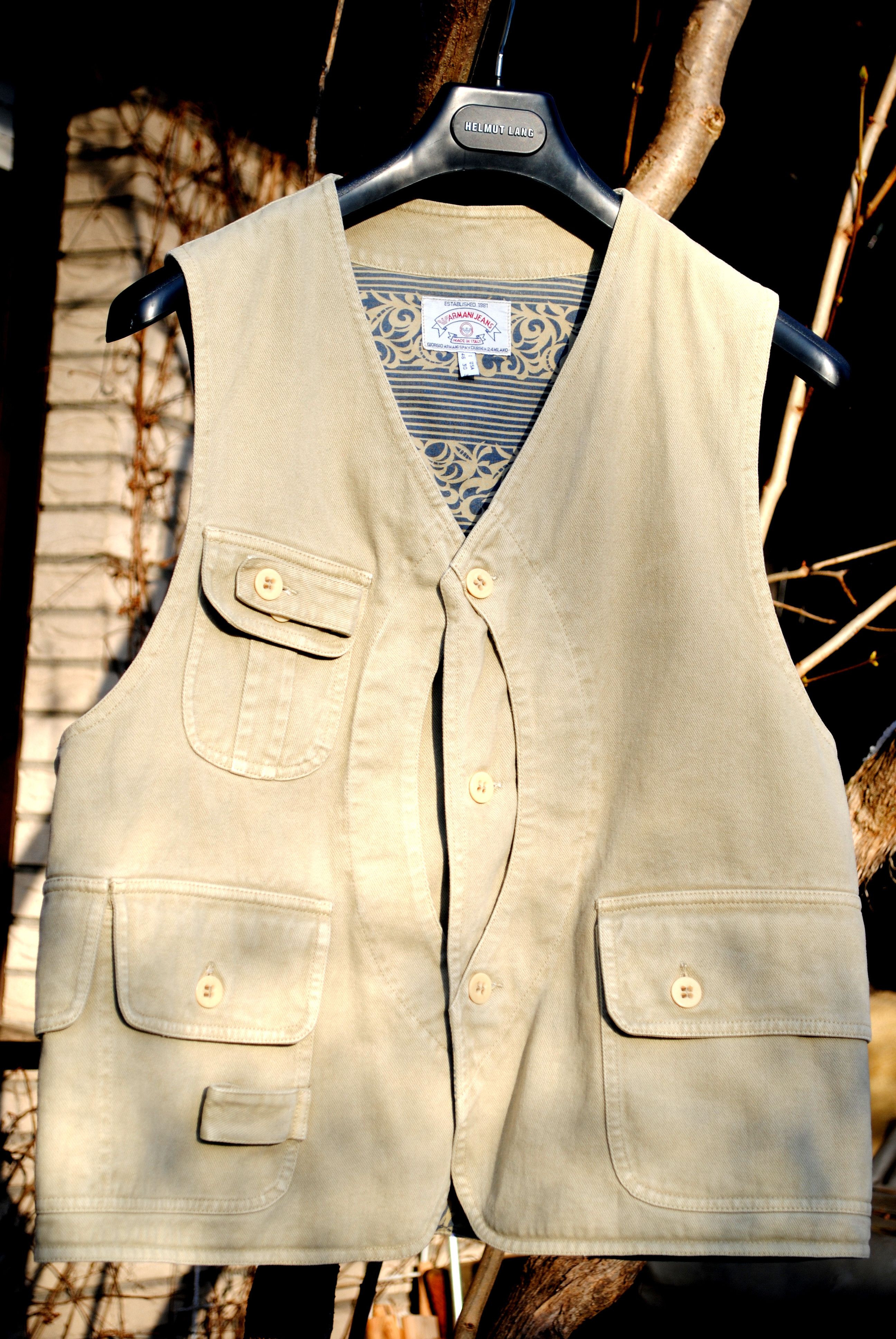 image of Giorgio Armani Vintage Armani Jeans Safari Vest Waistcoat in Sand, Men's (Size Small)