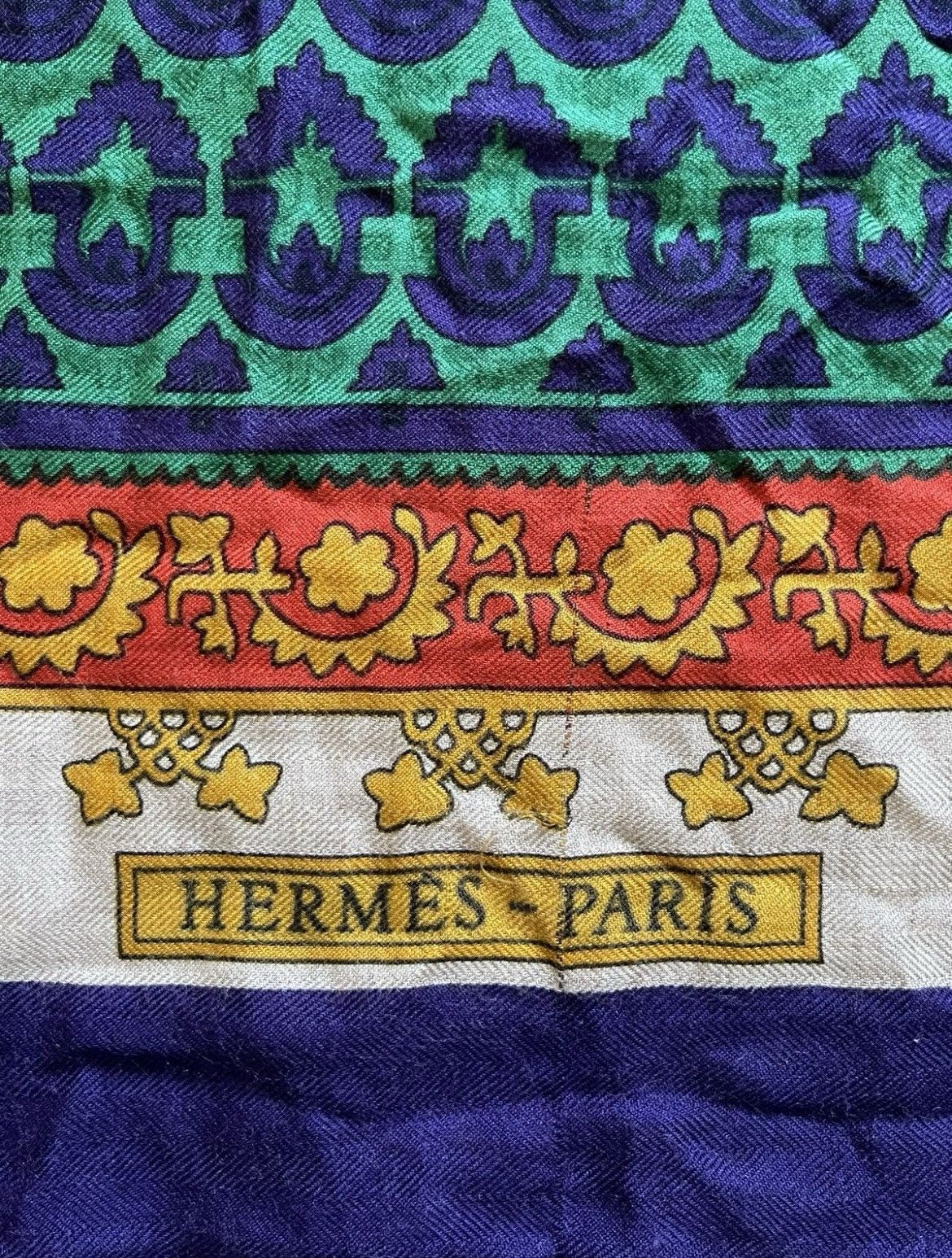 Hermes Hermes Brins D’or Julia Abadie 1982 Blanket Cashmere Scarf Size ONE SIZE - 3 Thumbnail