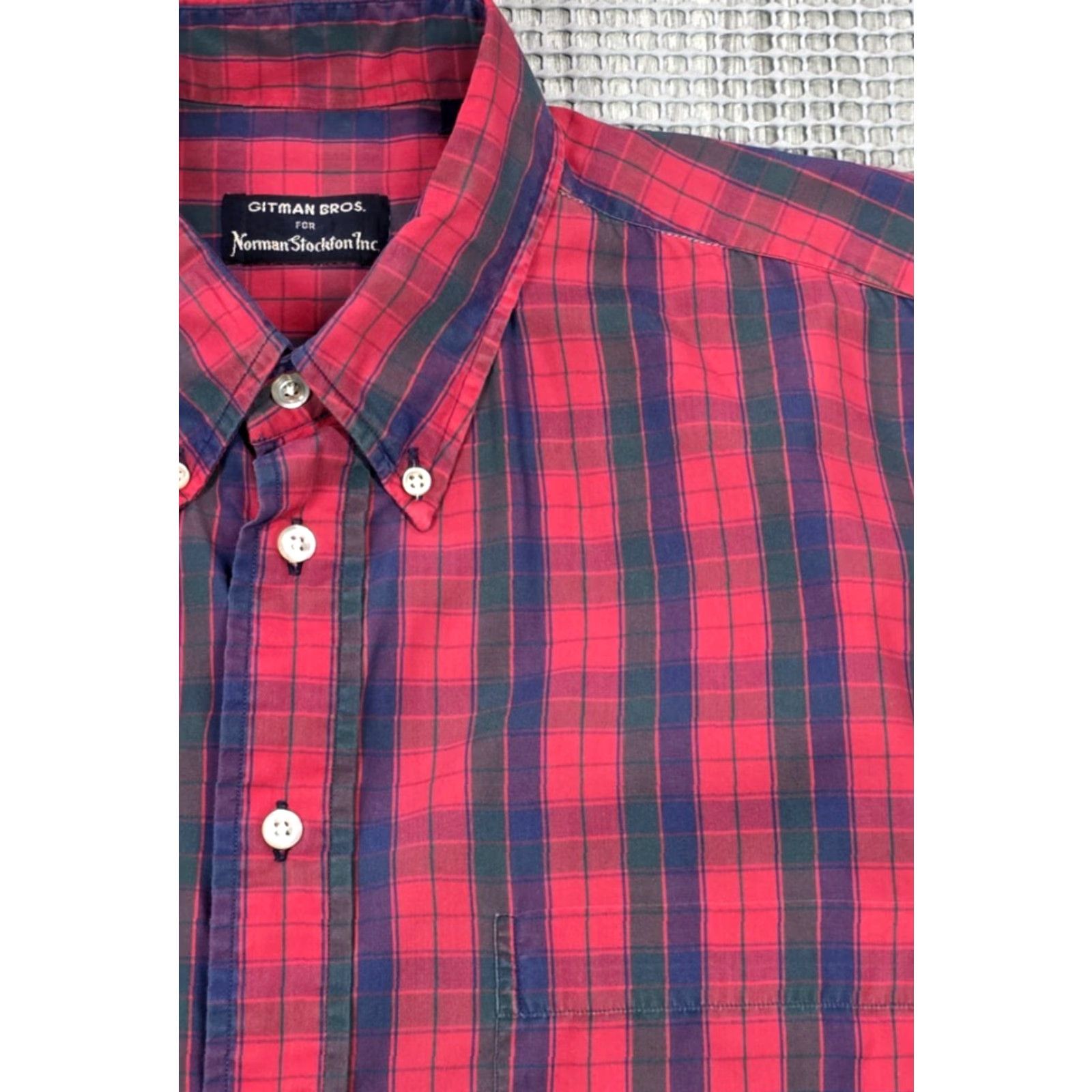 Vintage Gitman Bros Shirt Mens L Red Plaid Button-Up Long Sleeve Cotton USA Size US L / EU 52-54 / 3 - 3 Thumbnail