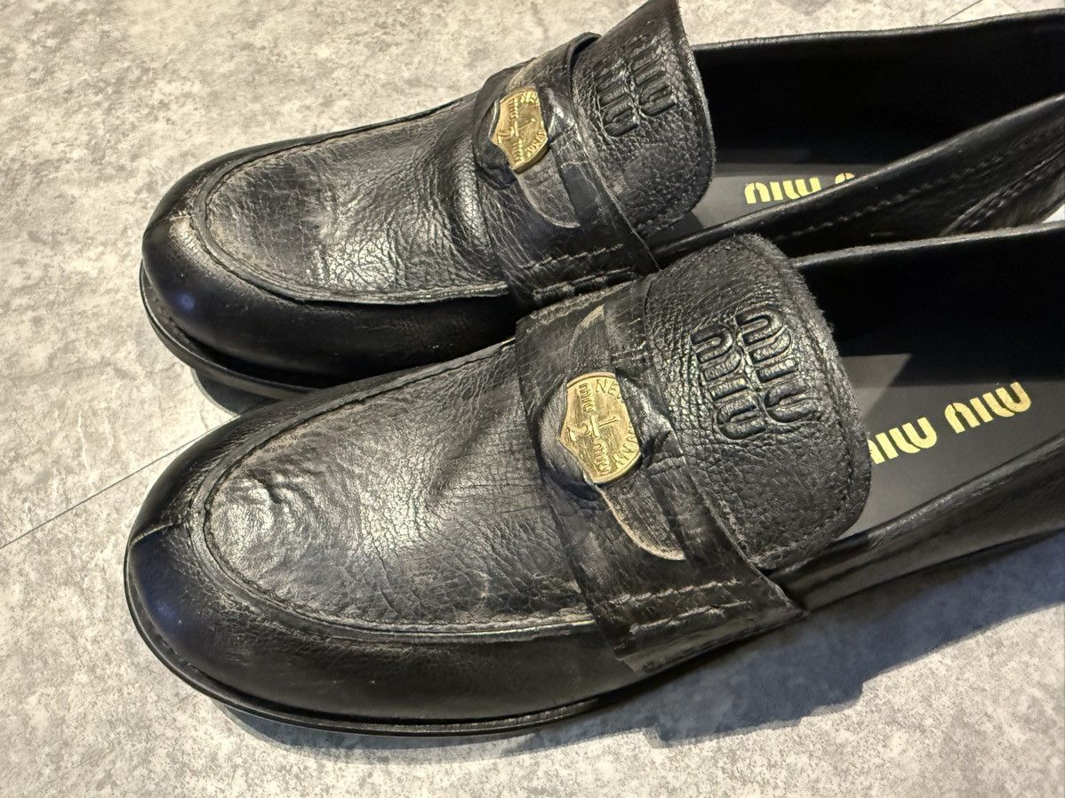 Miu Miu MIU MIU Embellished effect leather penny loafers Size US 12 / IT 42 - 3 Thumbnail