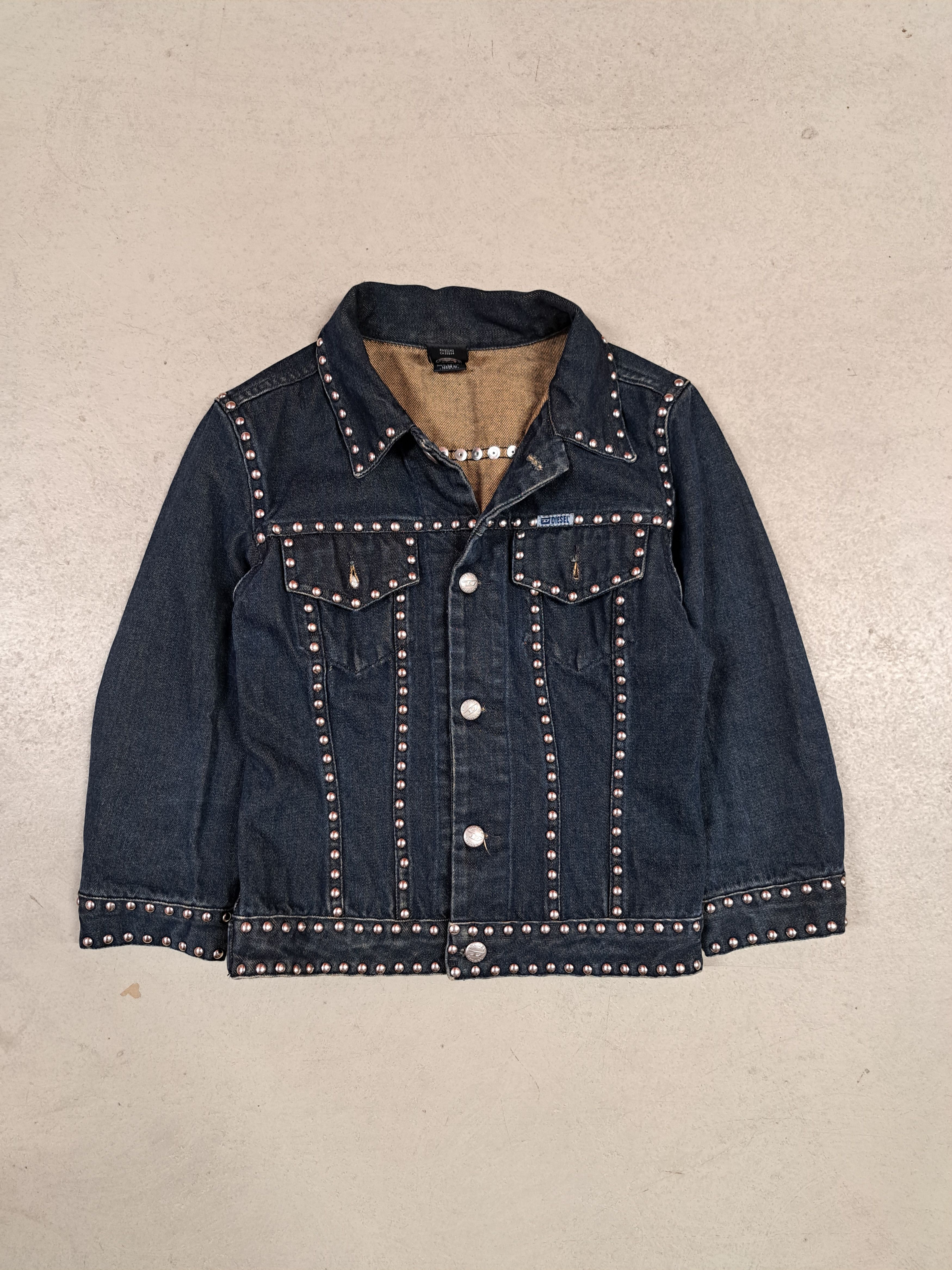 Diesel Vintage y2k Diesel Sick Cropped Studded Denim Jacket Size S / US 4 / IT 40 - 1 Thumbnail