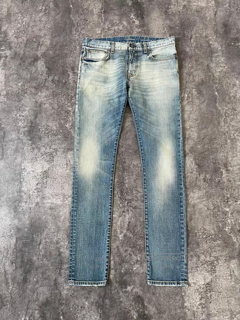 Saint Laurent Paris Saint Laurent Paris Light Blue Stone Washed Distressed Jea Size US 32 / EU 48 - 1 Thumbnail