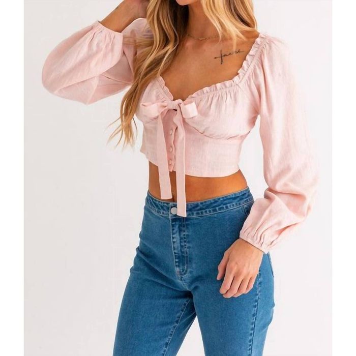 Sweetheart neckline cropped blouse