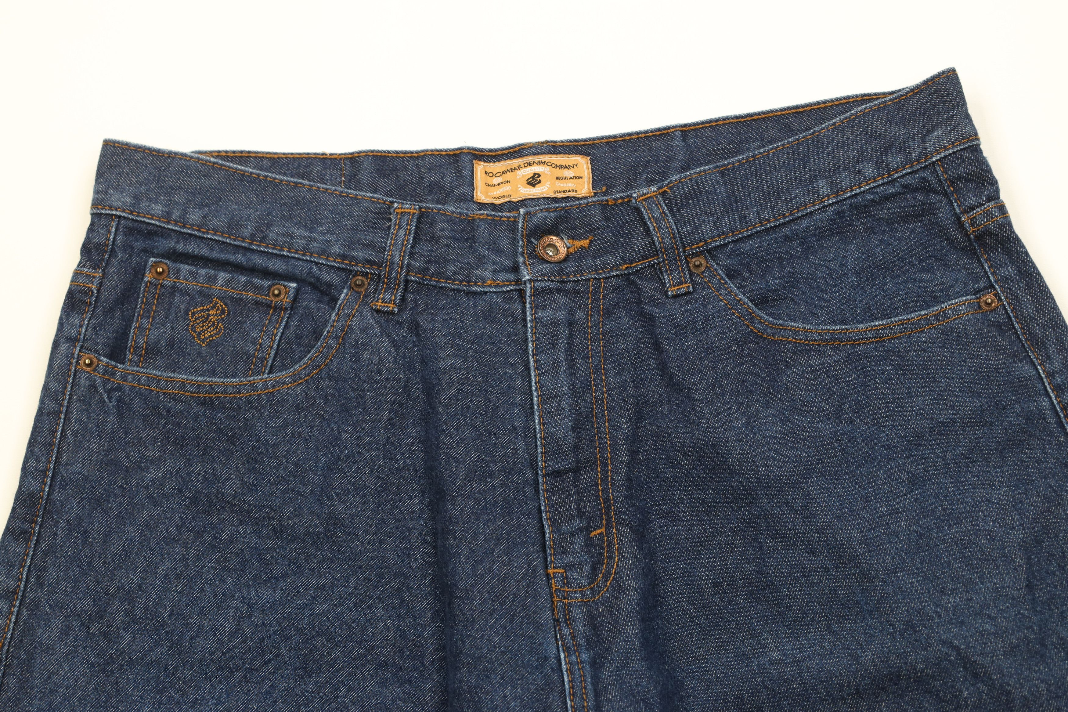 Rocawear Vintage 90s Y2K Rocawear Fit Denim Jean Shorts Blue Cotton Size US 38 / EU 54 - 2 Thumbnail