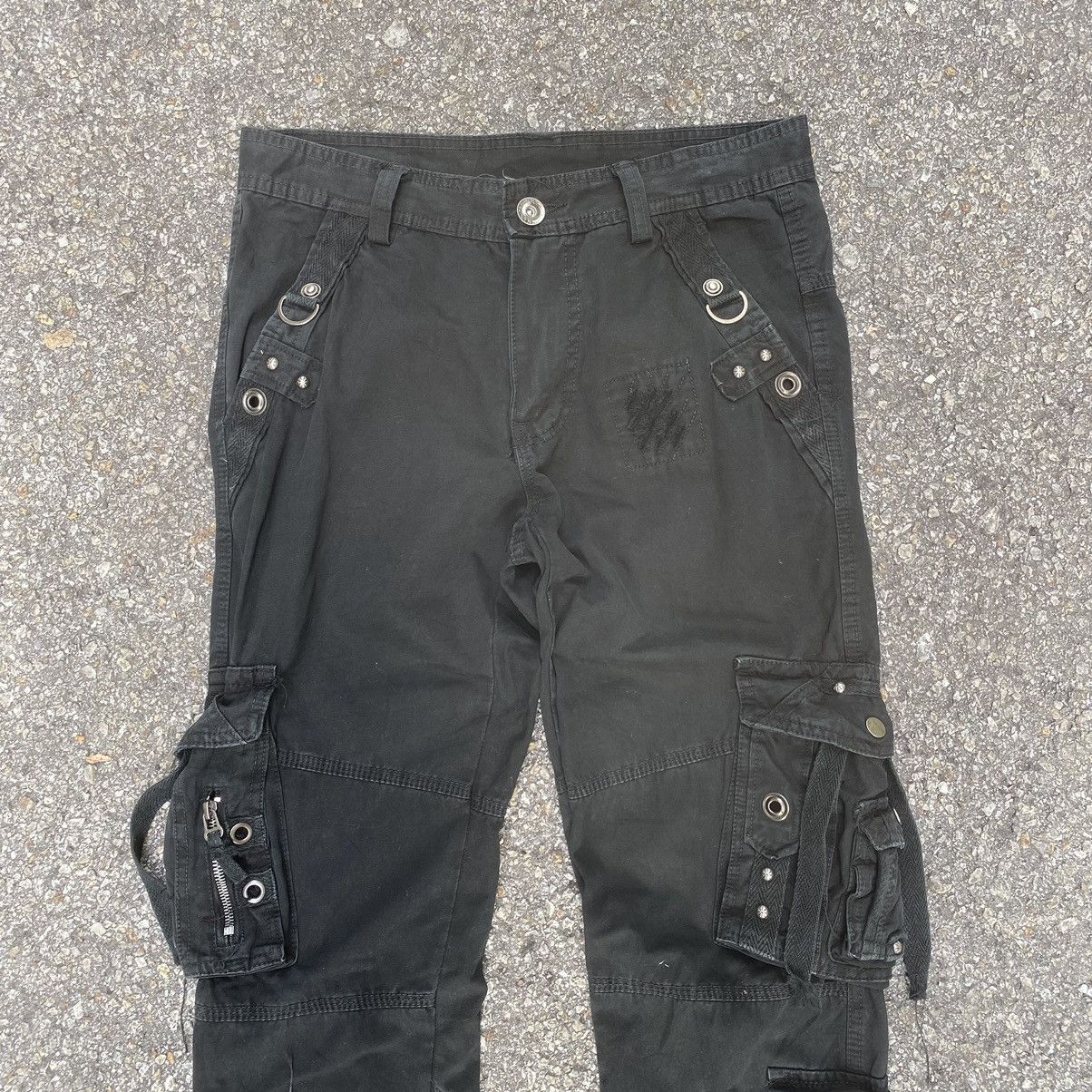 Japanese Brand Cargo Bondage Pants Multipocket Black Punk Grunge Size US 29 - 3 Thumbnail