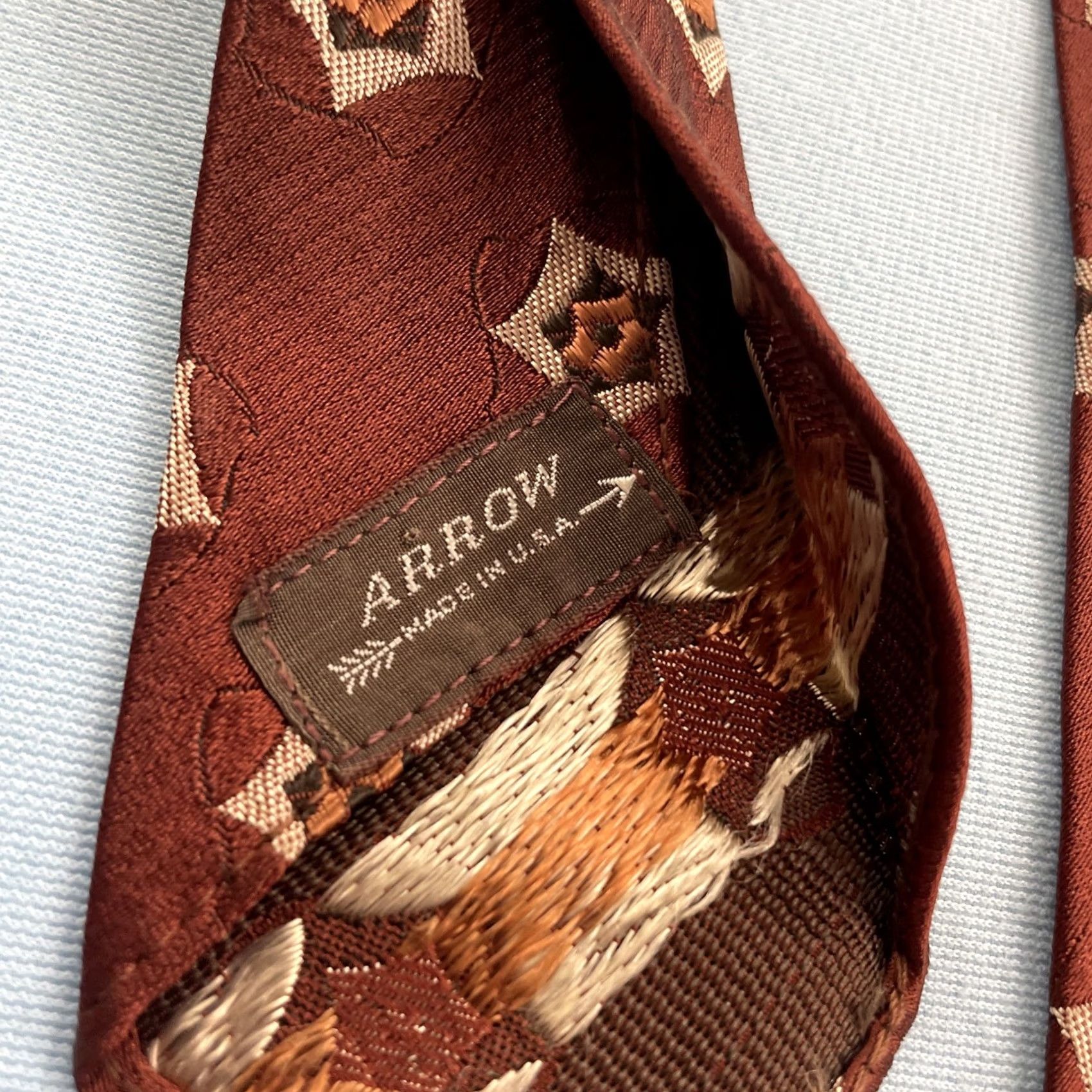 Arrow VINTAGE Arrow Necktie Tie 4x47 Silk Woven Star Rockabilly Red Orange Mens Size ONE SIZE - 5 Thumbnail