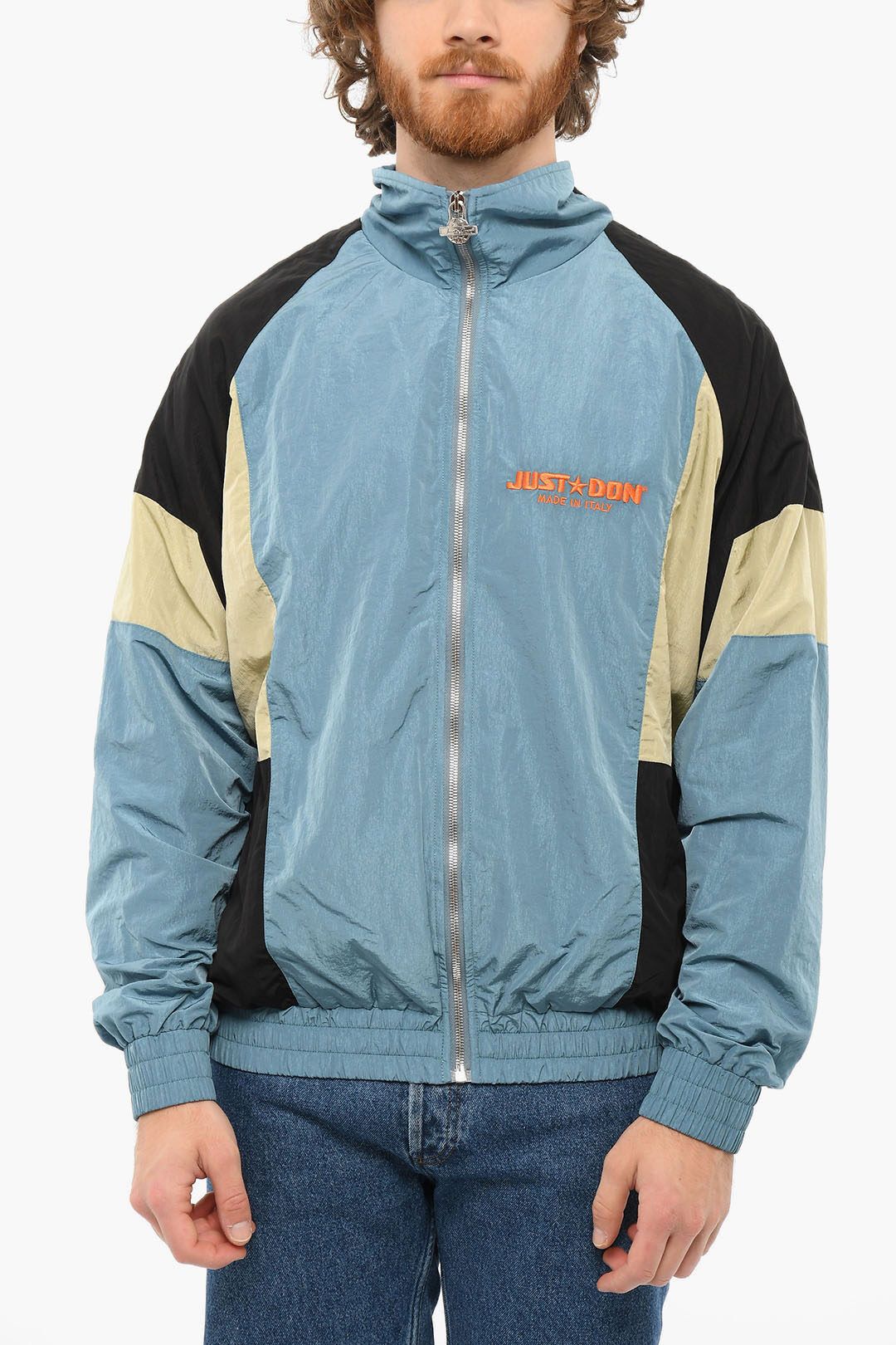 image of Just Don Og1Mm0424 Embroidered Logo Jacket In Light Blue, Men's (Size XS)