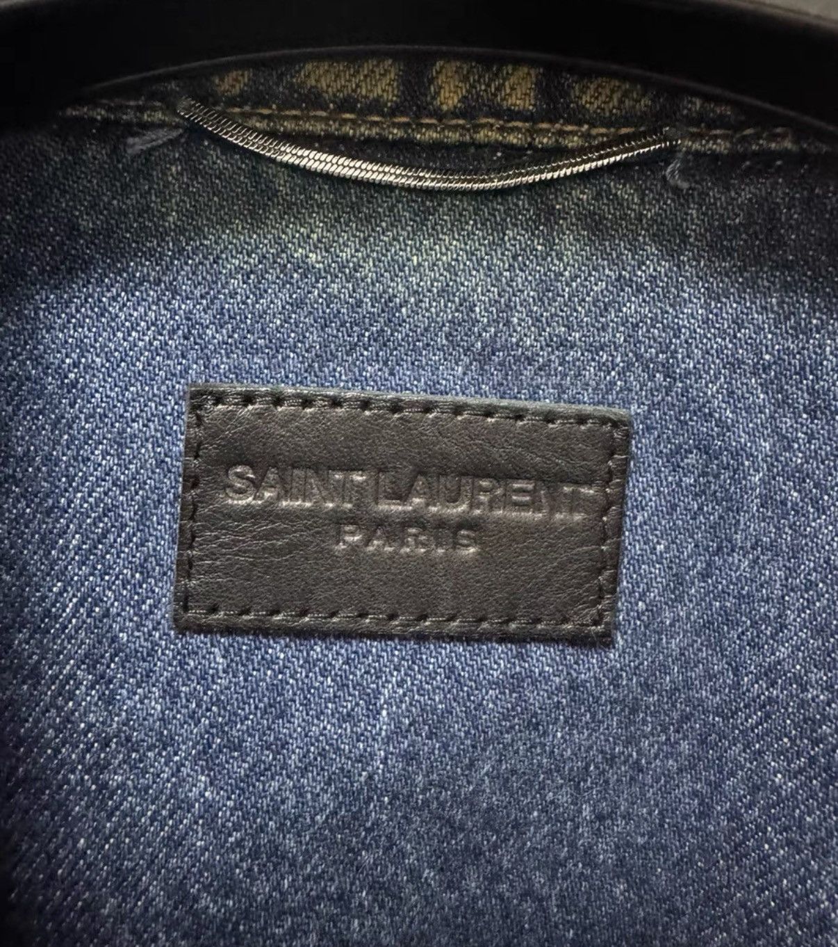 Saint Laurent Paris SLP 17FW Dark Blue Wave Washed Flamingo Denim Jacket Size US M / EU 48-50 / 2 - 5 Thumbnail