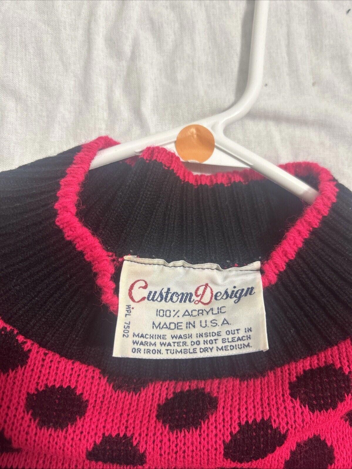 Designer VTG 1980s Polka Dot Geometric Hearts Acrylic Sweater Size XL / US 12-14 / IT 48-50 - 3 Thumbnail