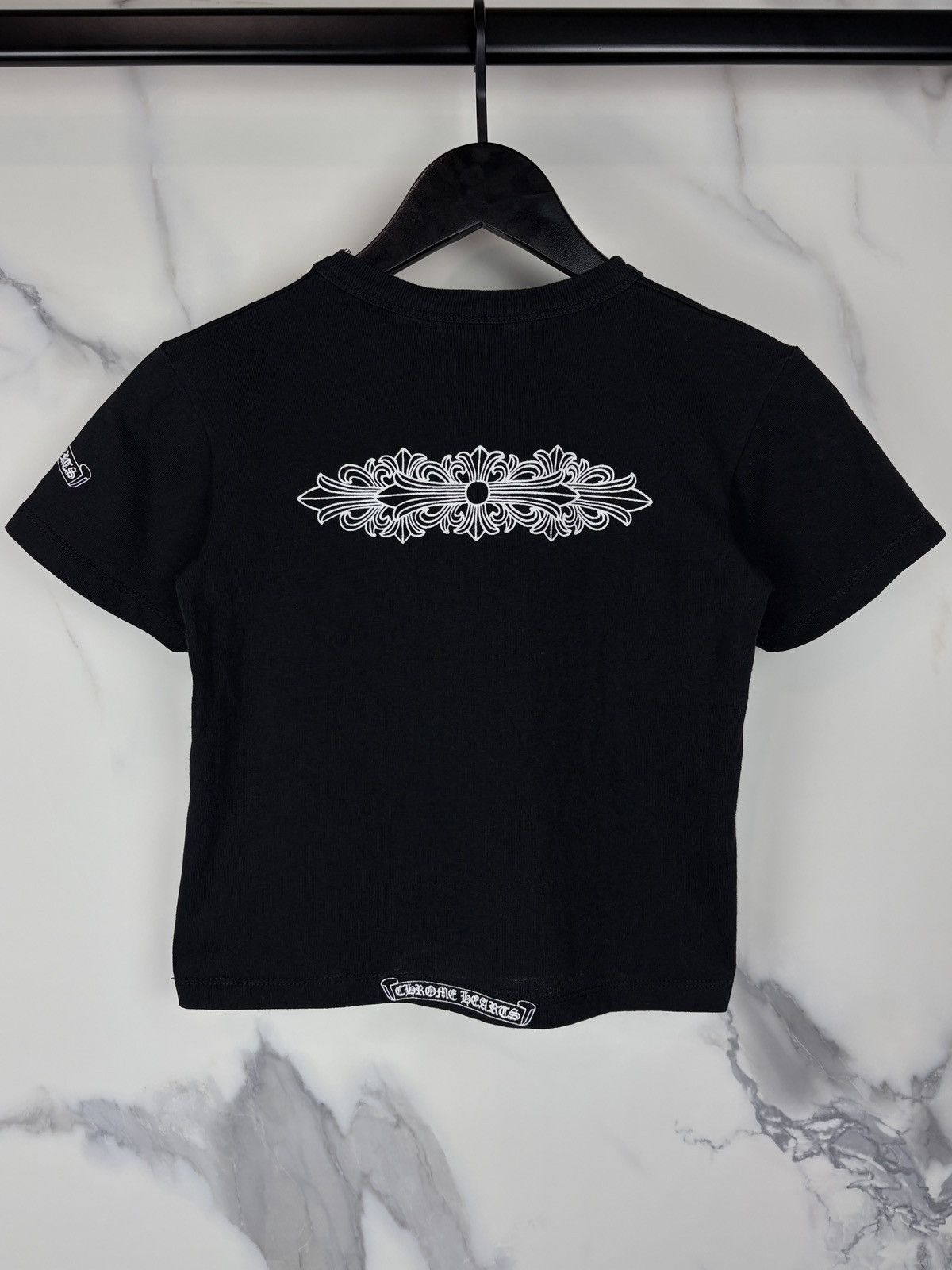 Chrome Hearts Vintage Floral Cross Cropped Mini Baby Tshirt
