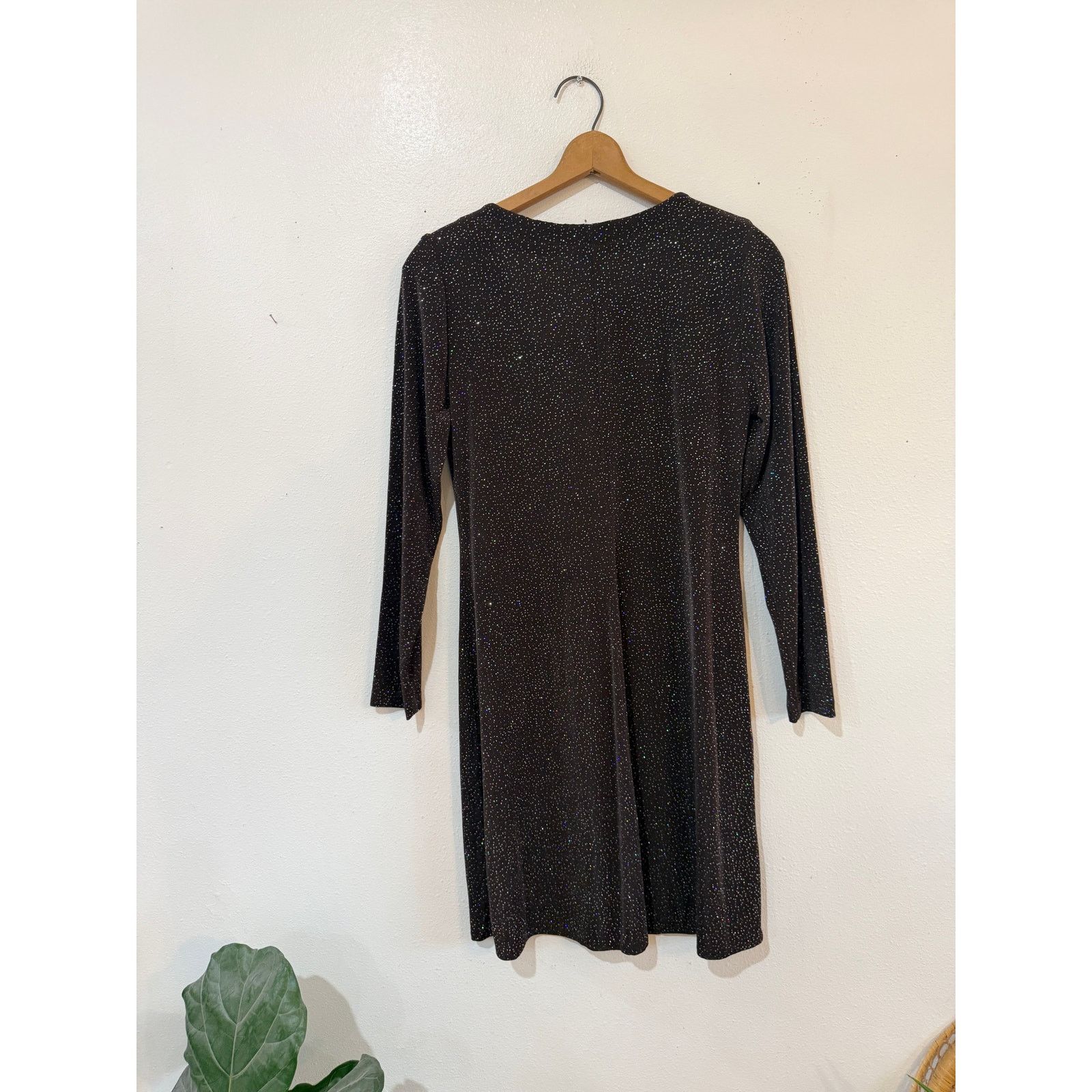 Other 90s Chocolate Brown Asymmetrical Neckline Sparkle Dress Size XL / US 12-14 / IT 48-50 - 5 Thumbnail