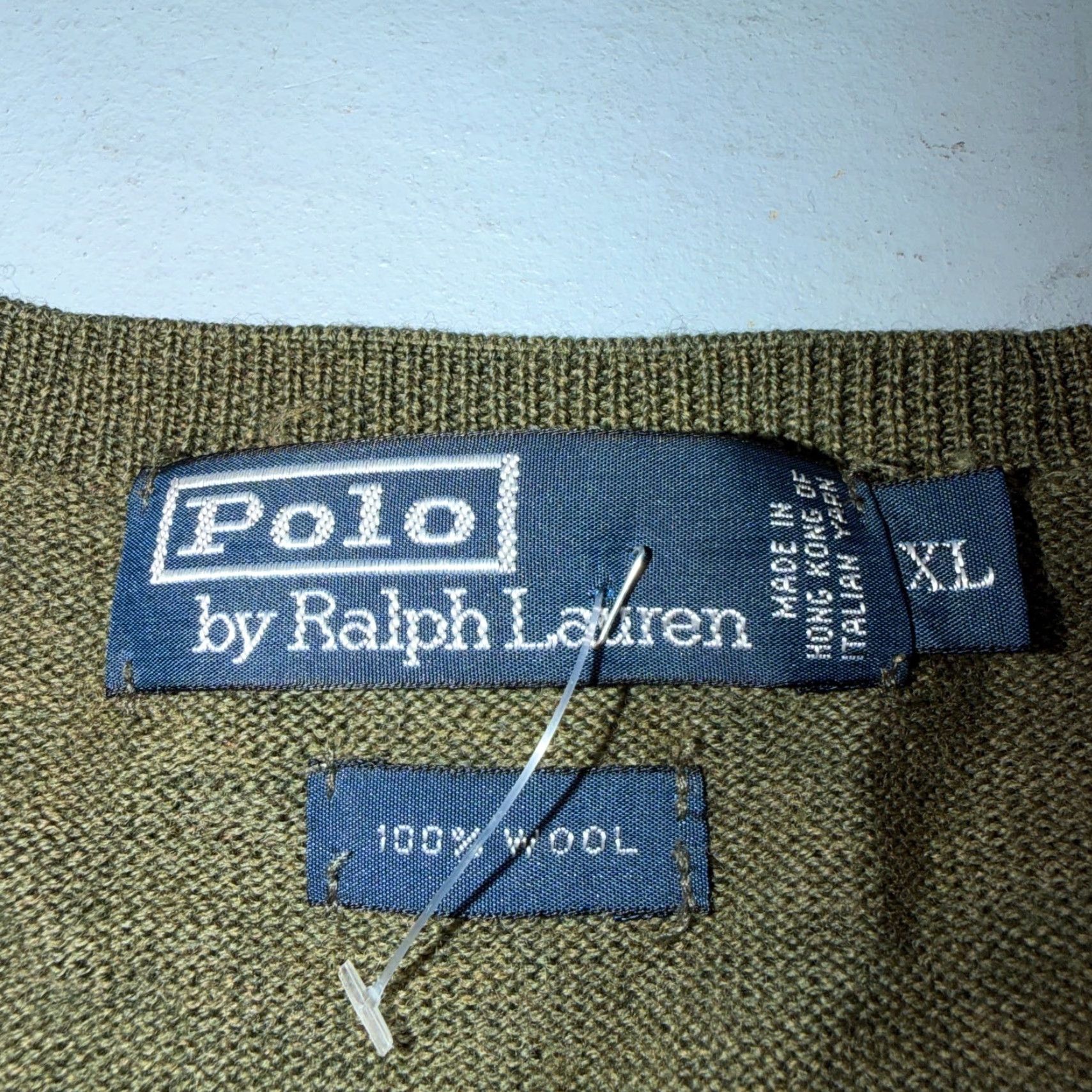 Polo Ralph Lauren VINTAGE Polo Ralph Lauren Wool Sweater V-Neck Mens XL Green Pullover Polo Ralph Lauren VTG Pullover Sweater Green Wool Solid Knit Long Sleeve Size US XL / EU 56 / 4 - 3 Thumbnail