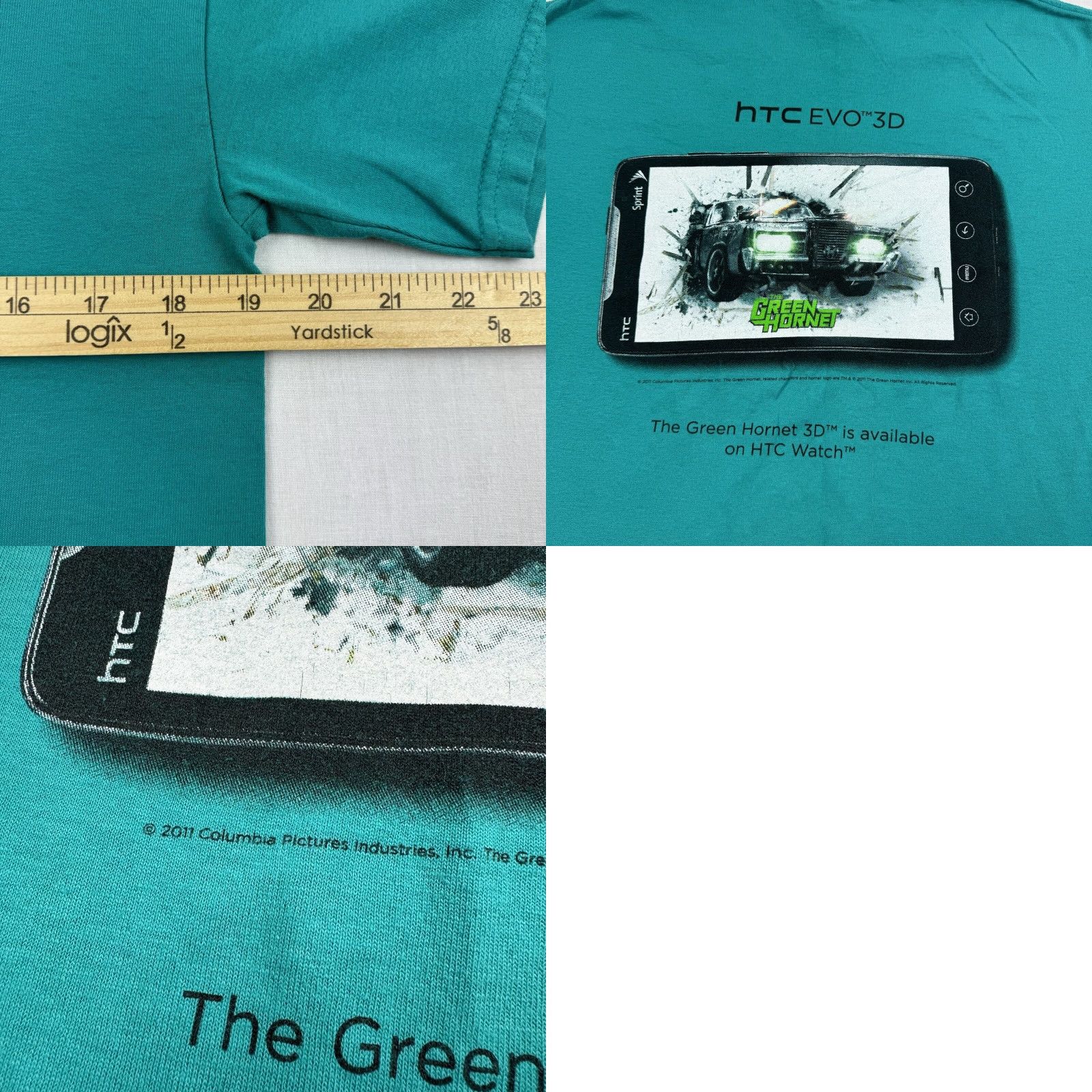 Gildan HTC Evo 3D Cell Phone Promotional Shirt Adult Medium Teal Green Hornet 2011 Model Size US M / EU 48-50 / 2 - 8 Thumbnail