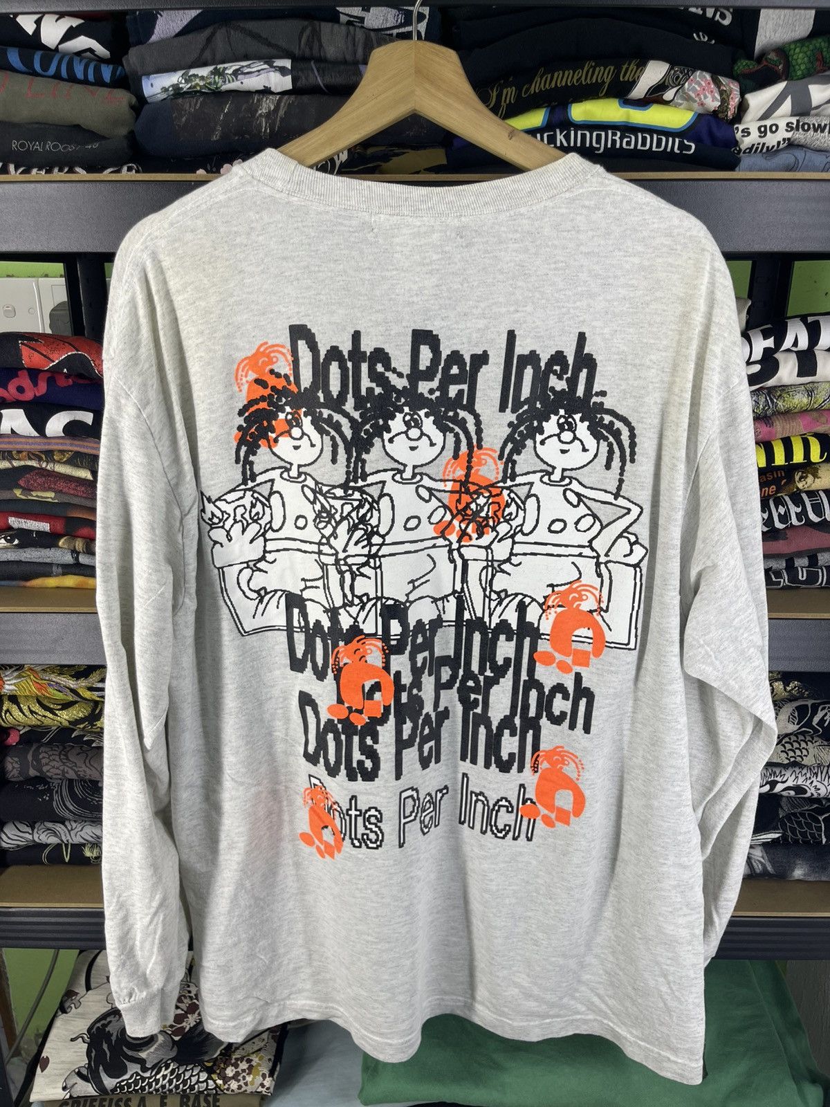 Beams Japan Vintage Beams Design Dots Per Inch Long Sleeve Shirt Tee Size US L / EU 52-54 / 3 - 8 Thumbnail