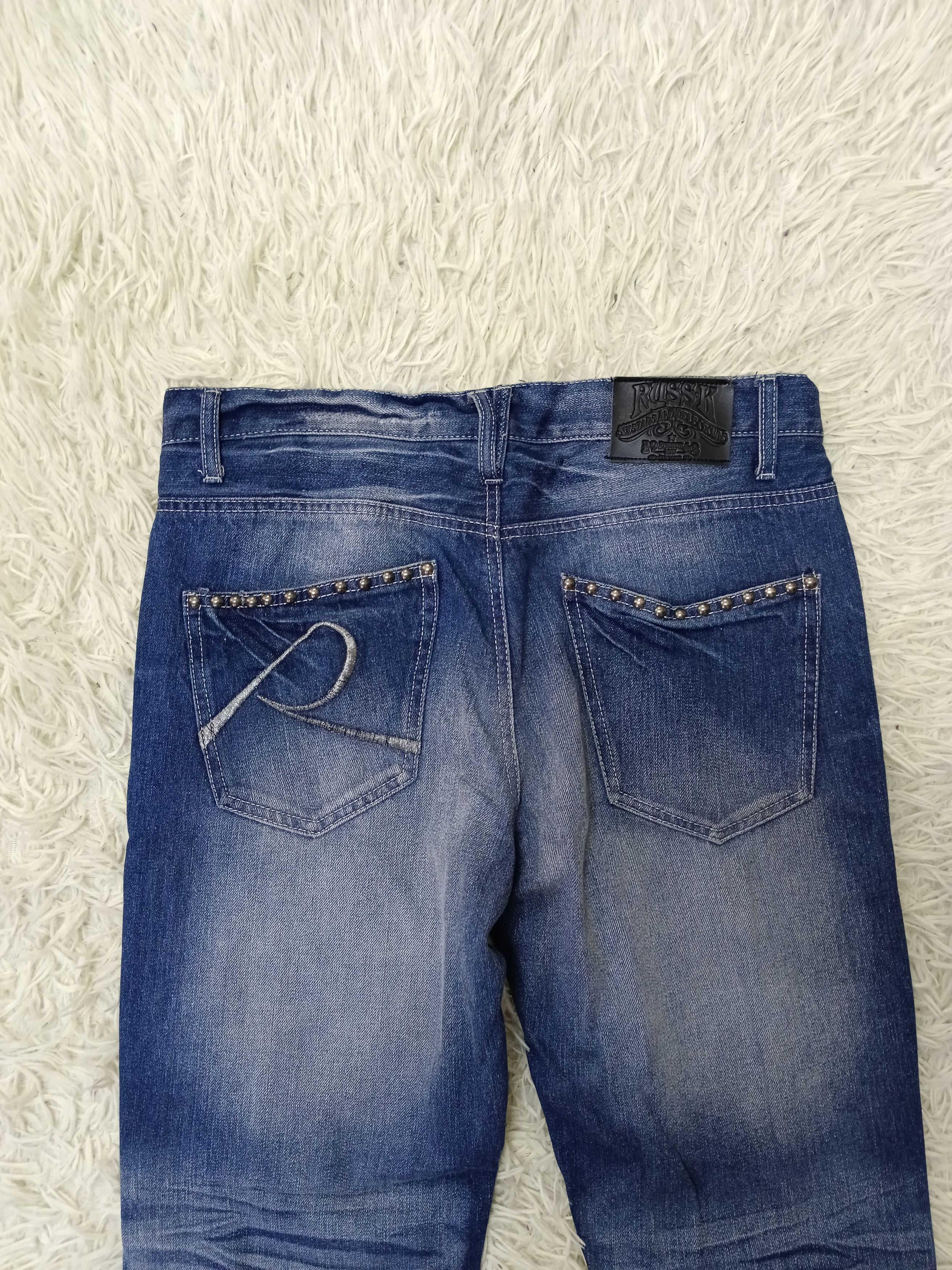 Japanese Brand WASHED BLUE STUDDED RUSS-K DENIM PANTS Size US 31 - 4 Thumbnail