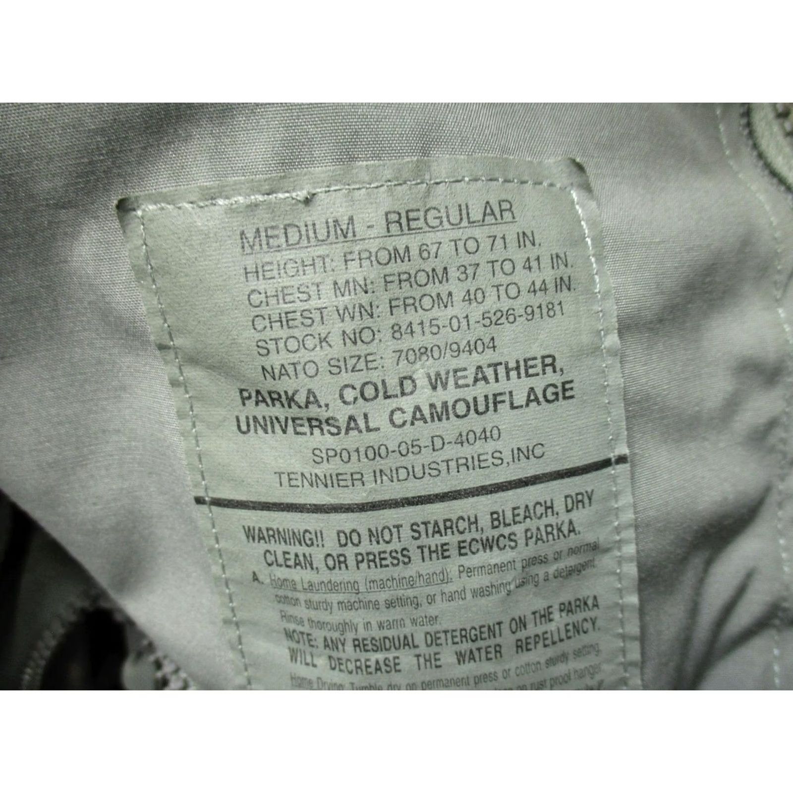 Industrie Tennier Industries Parka Jacket Mens M Gray Camo ECWCS Cold Weather Hooded Size US M / EU 48-50 / 2 - 7 Thumbnail