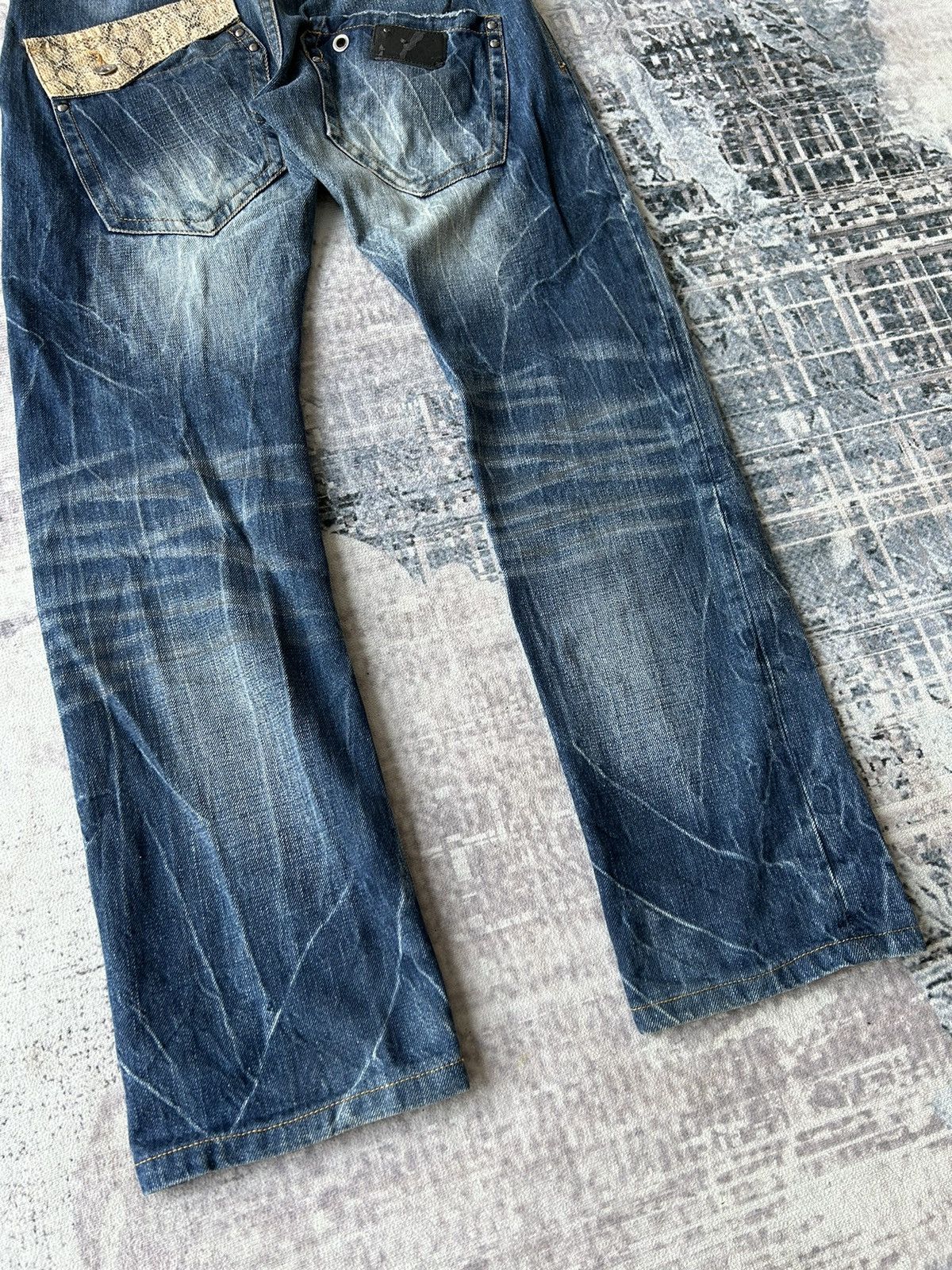 If Six Was Nine Y2K Semantic Design Snake Jeans Size US 32 / EU 48 - 14 Thumbnail